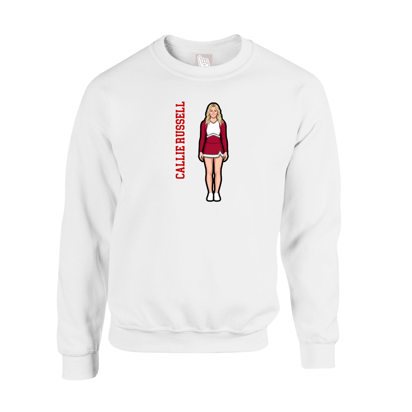 Fleece Crew — Name Vertical in White