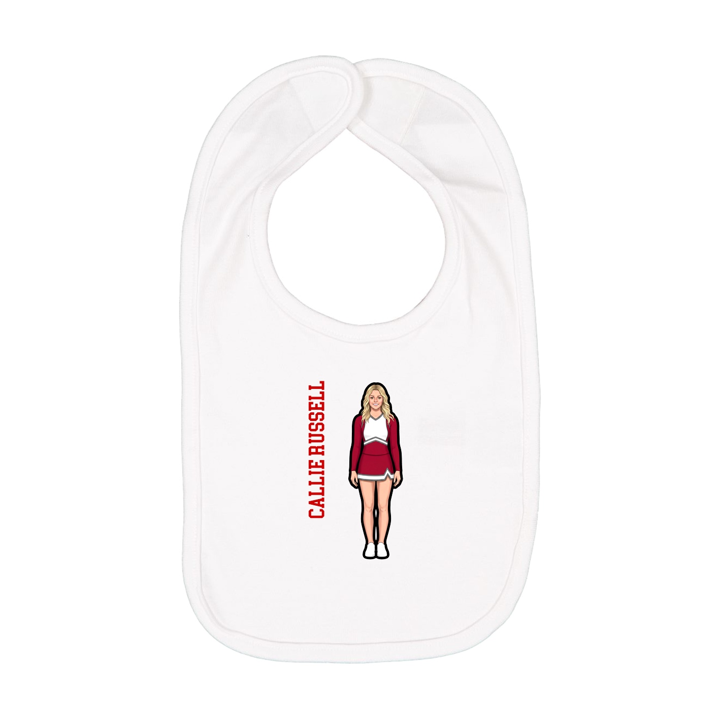 Infant Bib — Name Vertical in White
