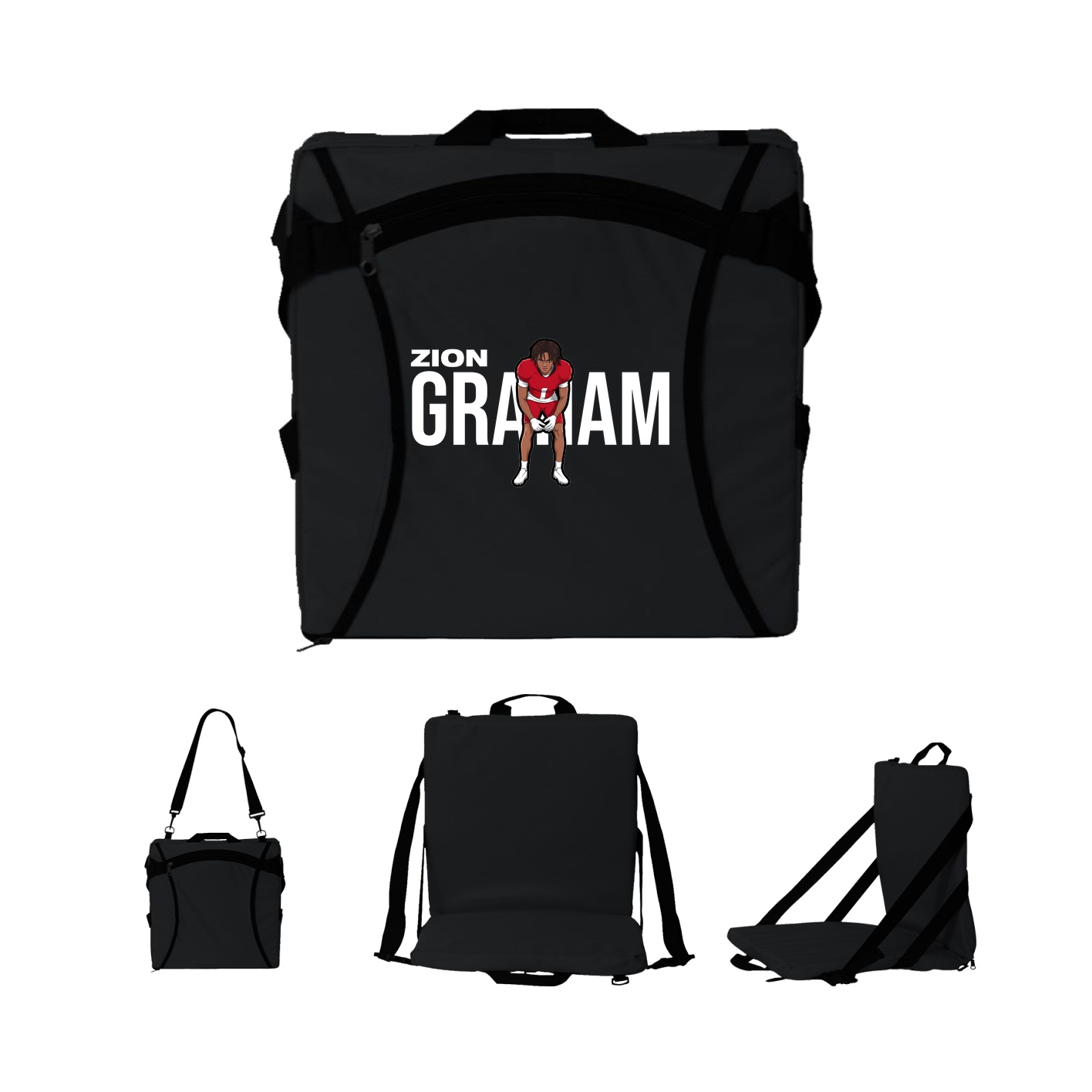 Folding Stadium Seat — Player Name in Black