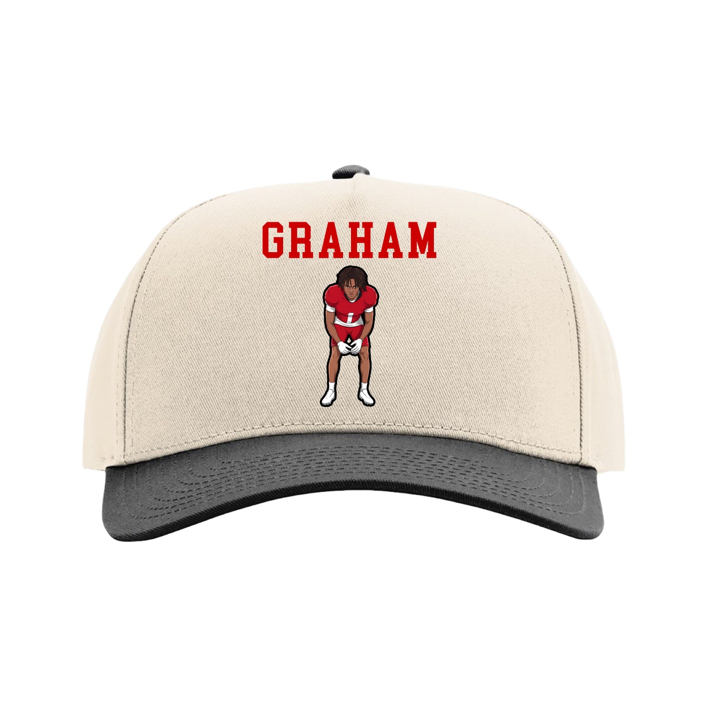 Full Fabric Five-Panel Champ Cap — Shirsey in Cream/Black