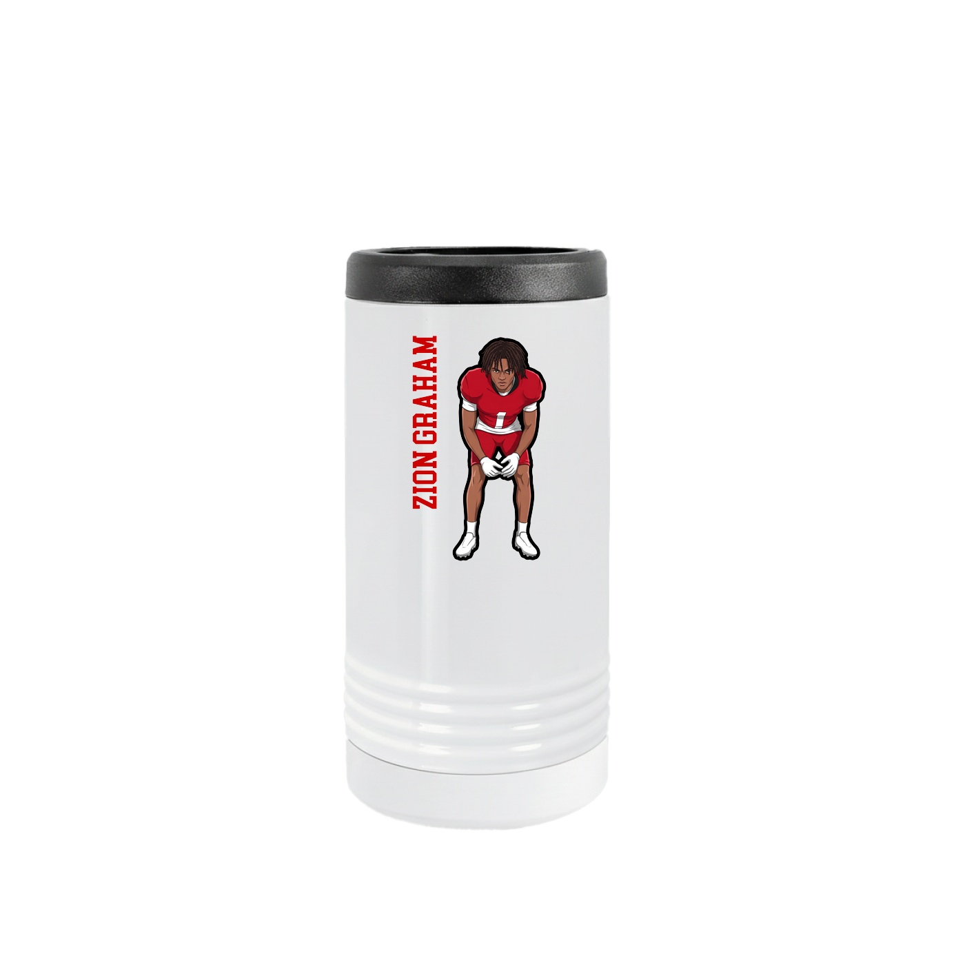 Slim Beverage Holder — Name Vertical in White