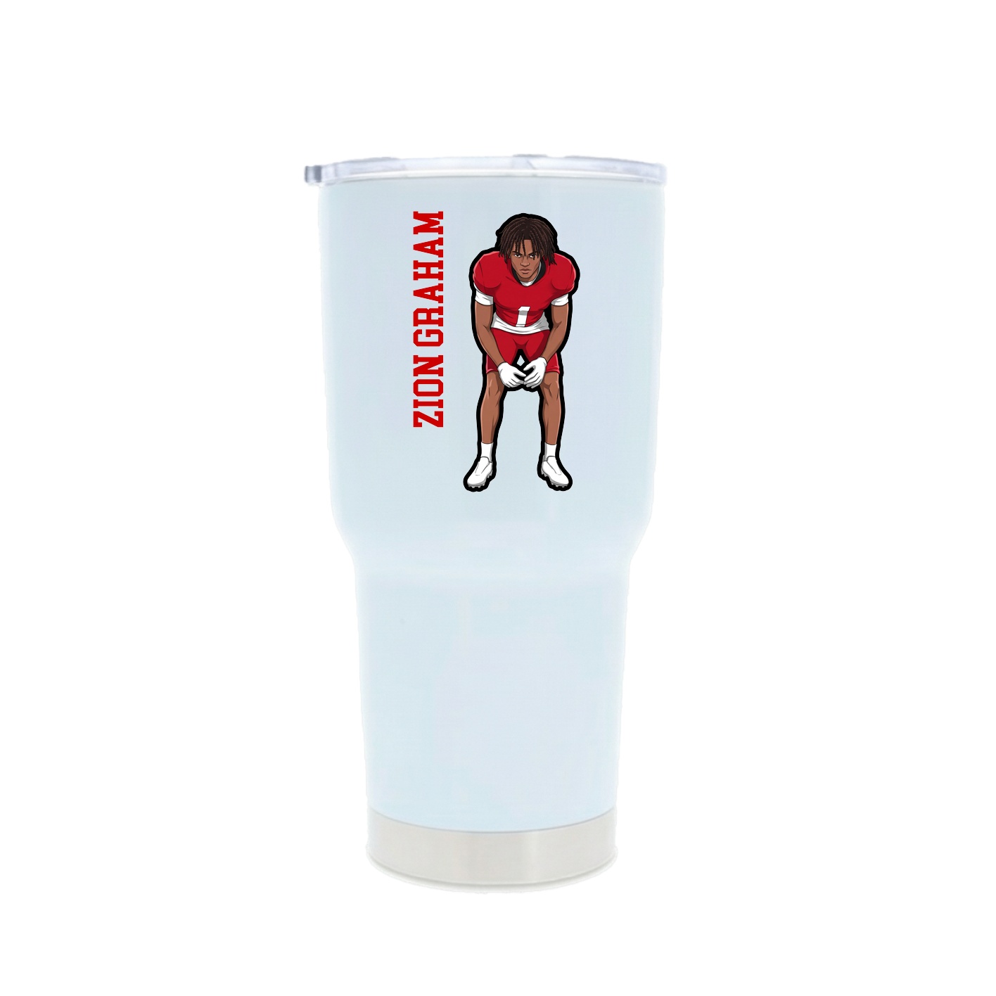 30oz Stainless Steel Tumbler — Name Vertical in White