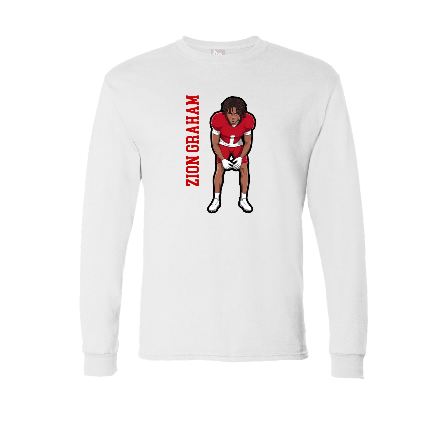 Long Sleeve Tee — Name Vertical in White