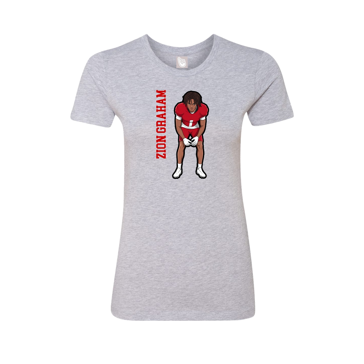 Womens Tee — Name Vertical in Grey