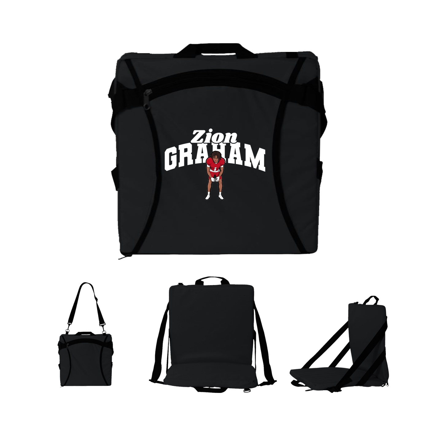 Folding Stadium Seat — Signature Arch in Black