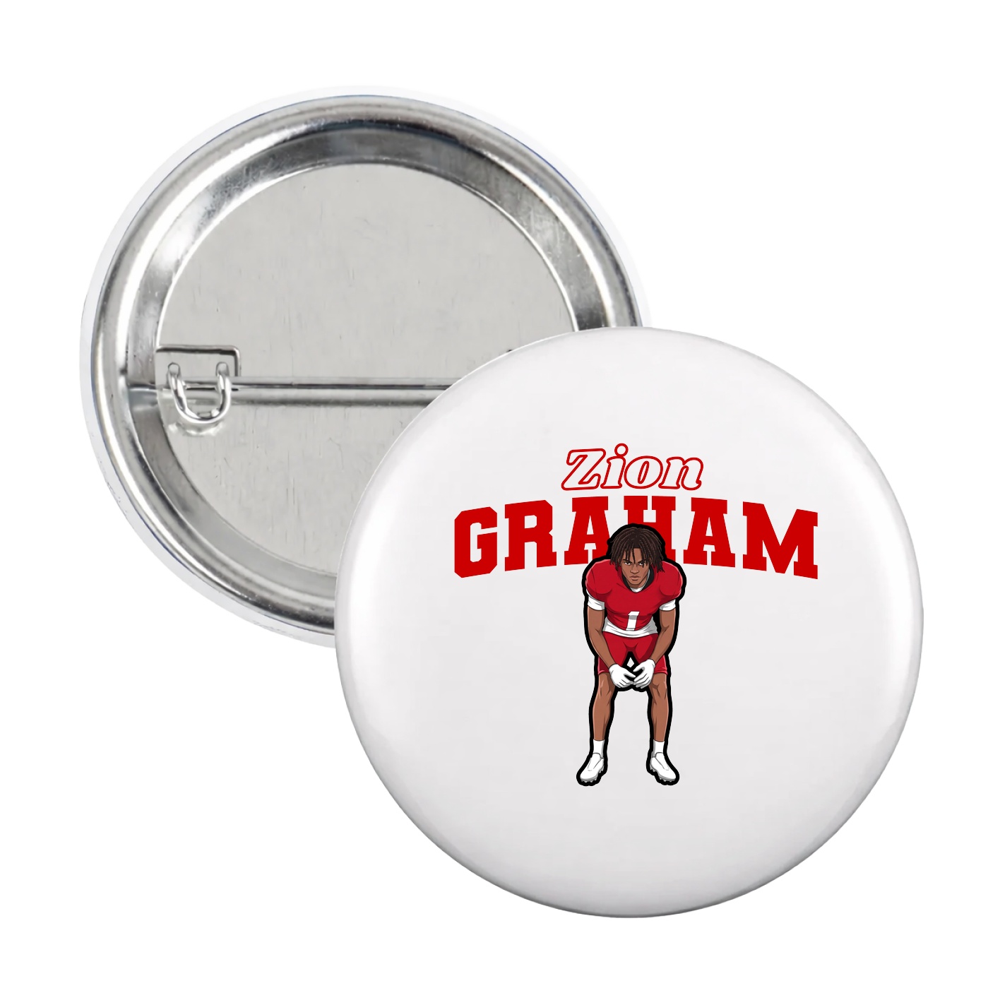 Game Day Button — Name Arch in White