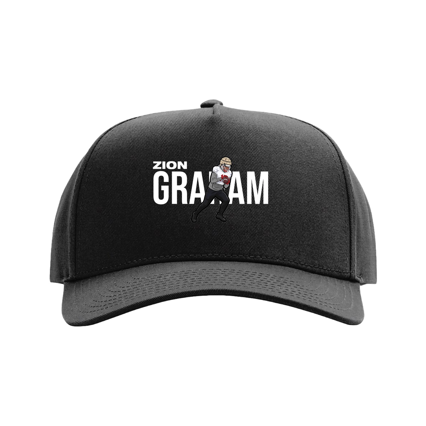 Full Fabric Five-Panel Champ Cap — Player Name in Black