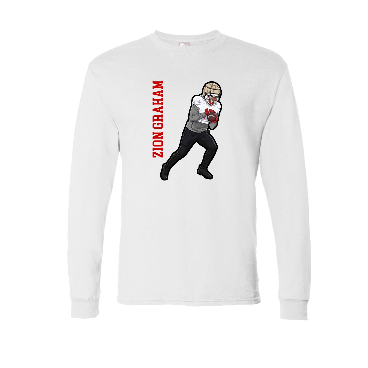 Long Sleeve Tee — Name Vertical in White