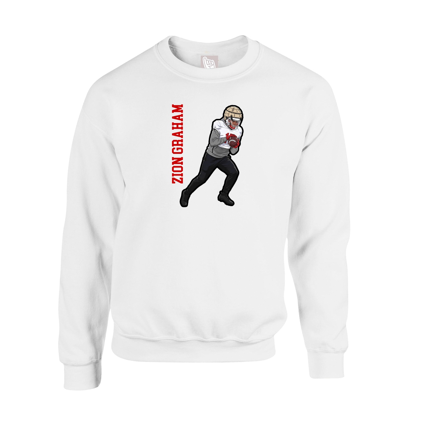 Fleece Crew — Name Vertical in White