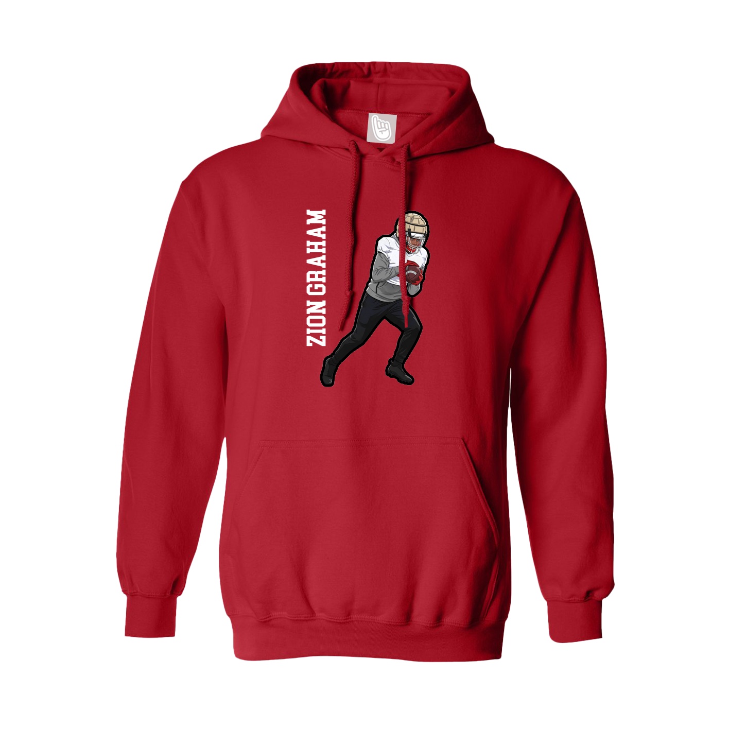 Youth Hoodie — Name Vertical in Red