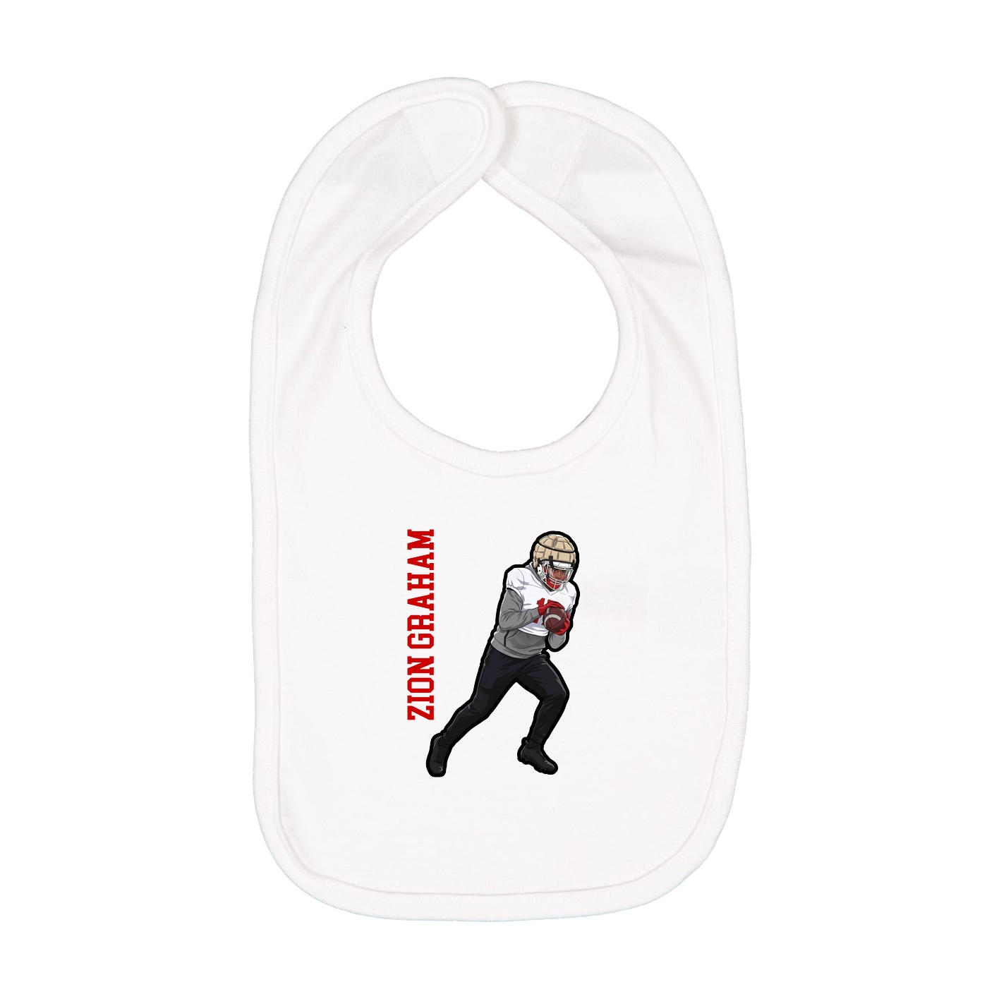 Infant Bib — Name Vertical in White
