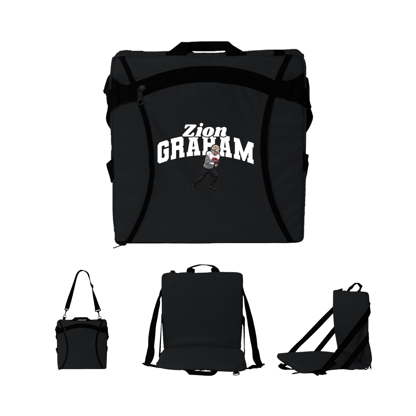 Folding Stadium Seat — Signature Arch in Black