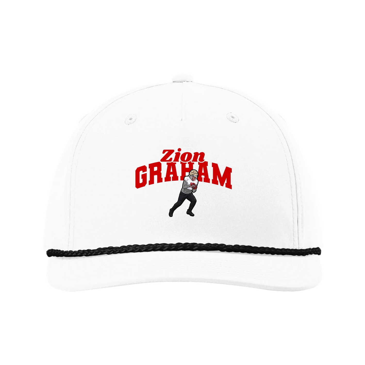 Five-Panel Classic Rope Cap — Signature Arch in White