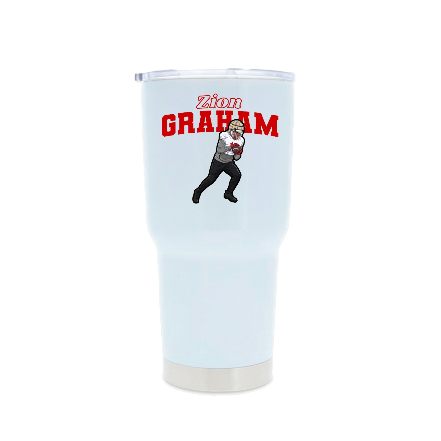 30oz Stainless Steel Tumbler — Name Arch in White