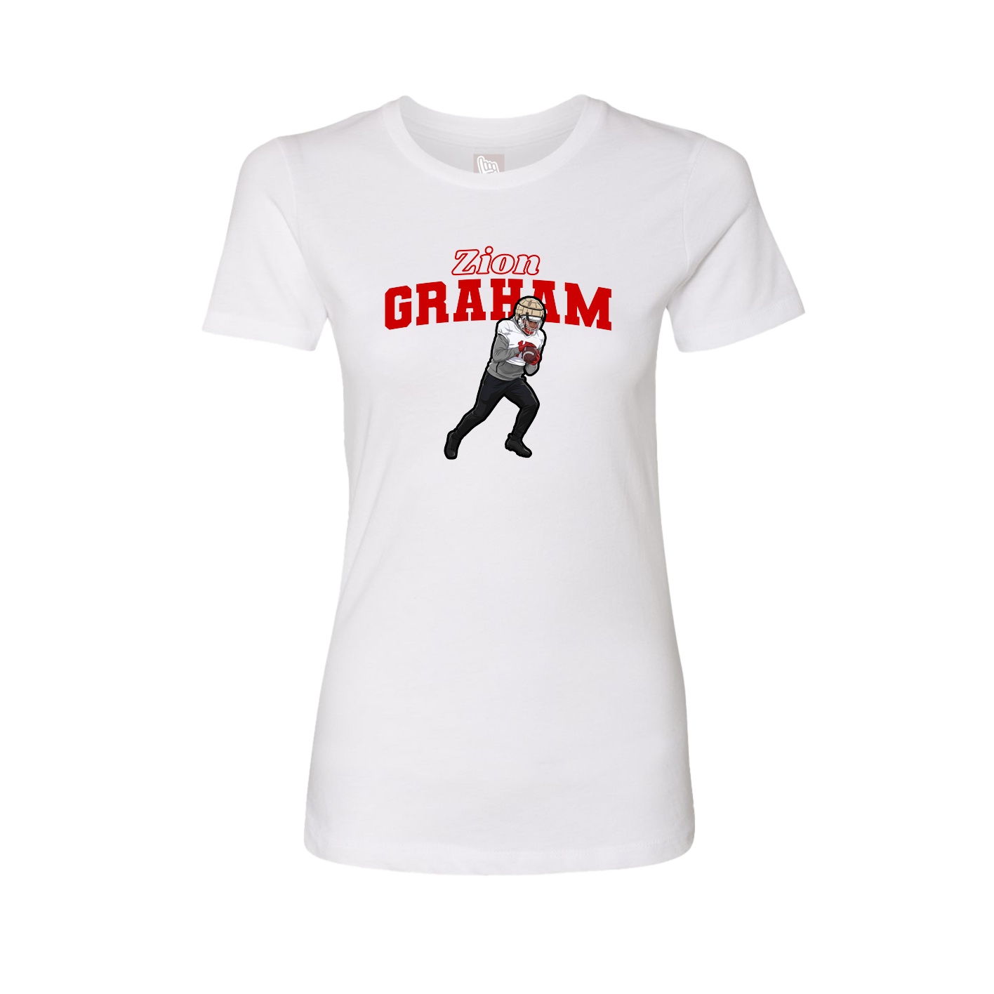 Womens Tee — Name Arch in White