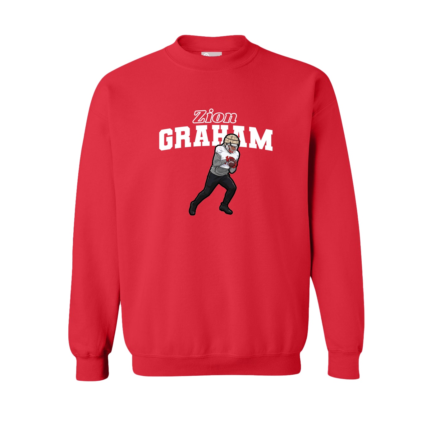 Fleece Crew — Name Arch in Red