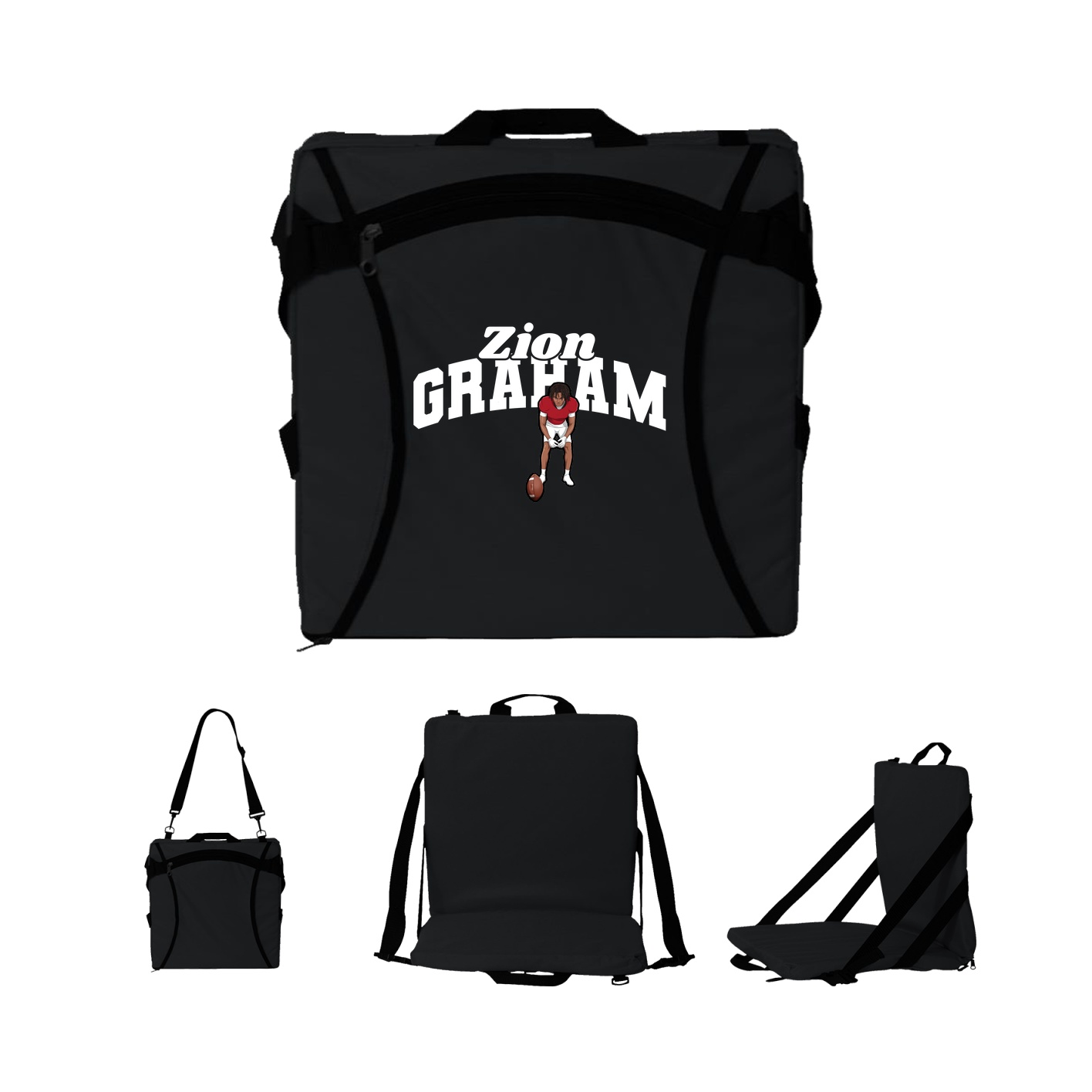 Folding Stadium Seat — Signature Arch in Black