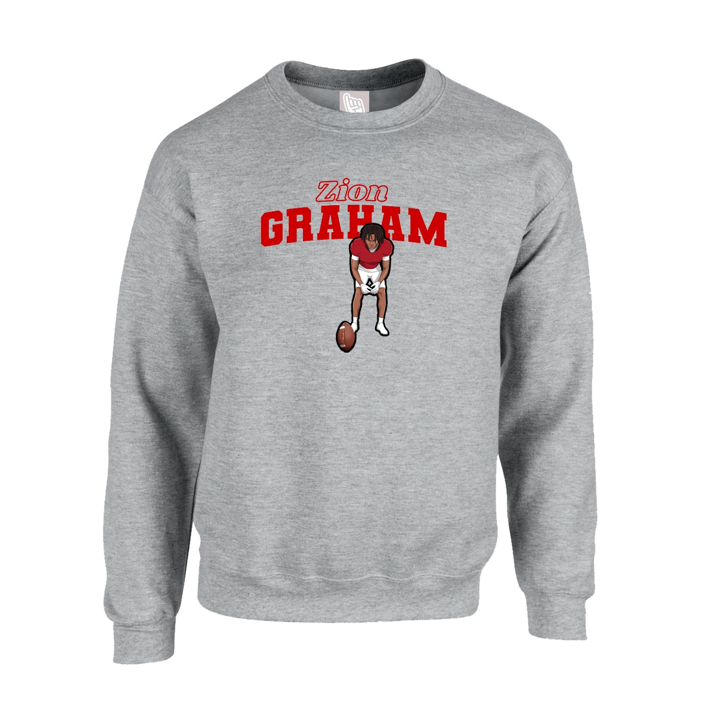 Fleece Crew — Name Arch in Grey