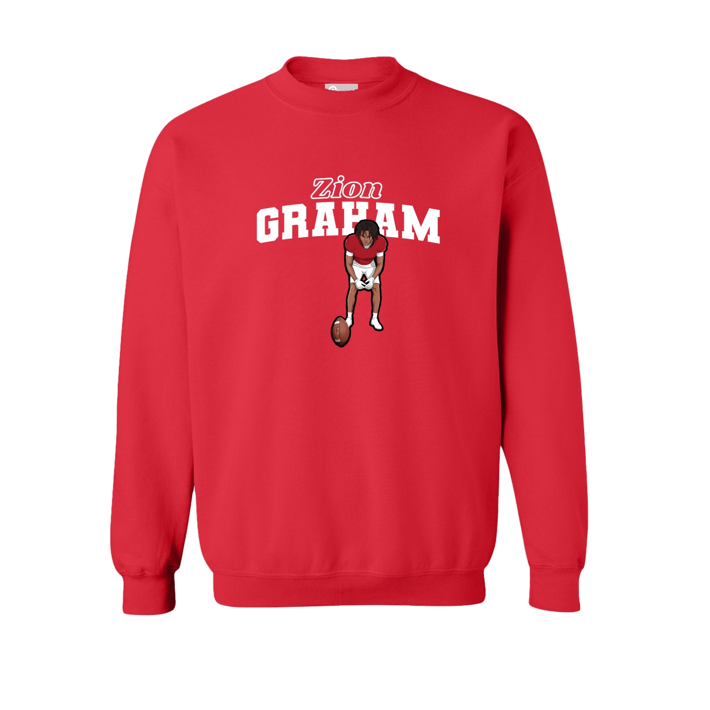Fleece Crew — Name Arch in Red