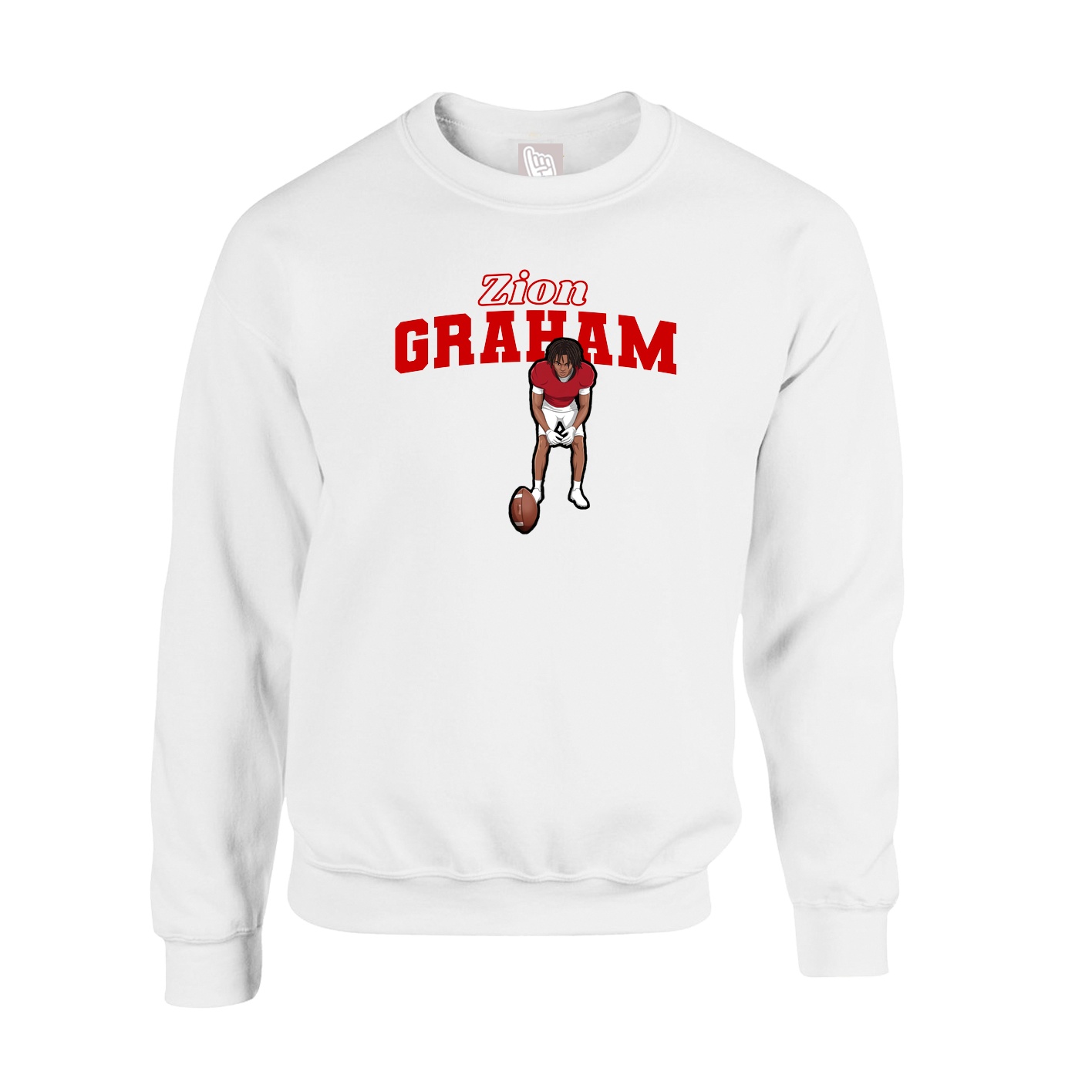 Fleece Crew — Name Arch in White