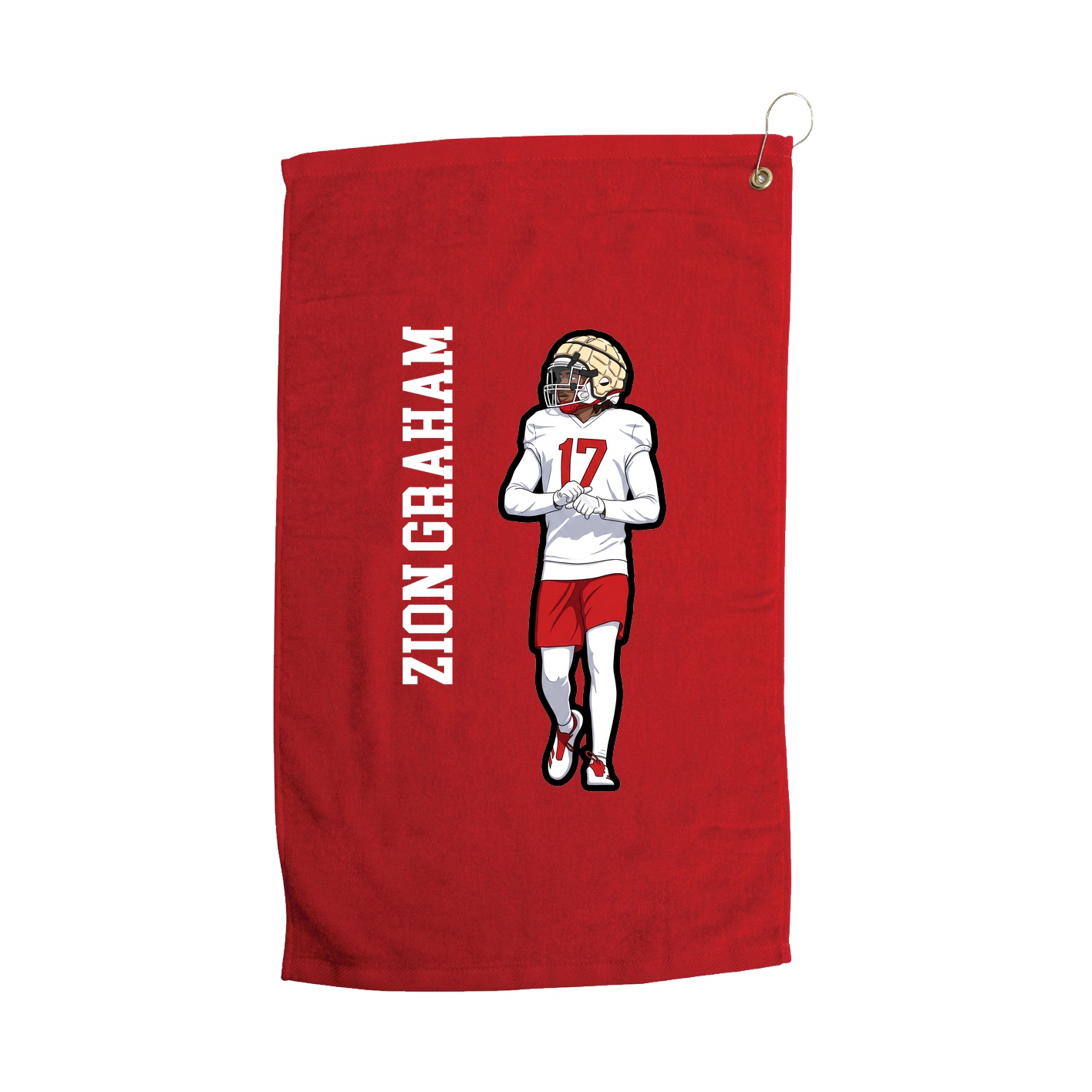 Golf Towel — Name Vertical in Red
