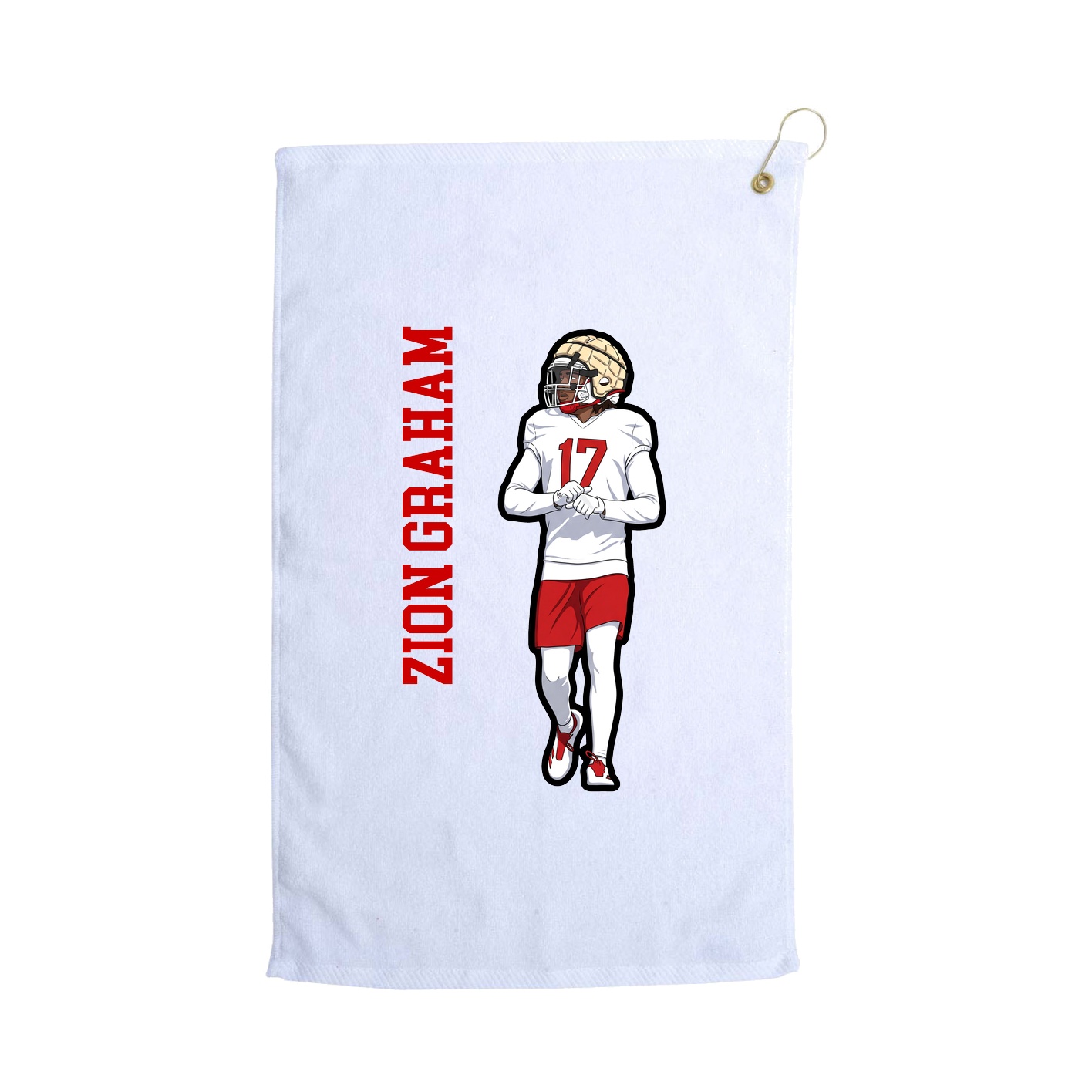 Golf Towel — Name Vertical in White