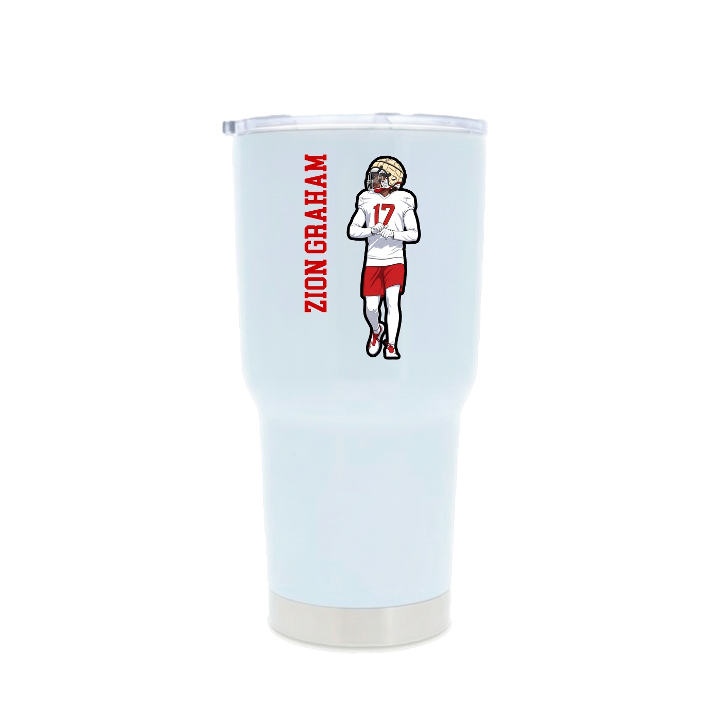 30oz Stainless Steel Tumbler — Name Vertical in White