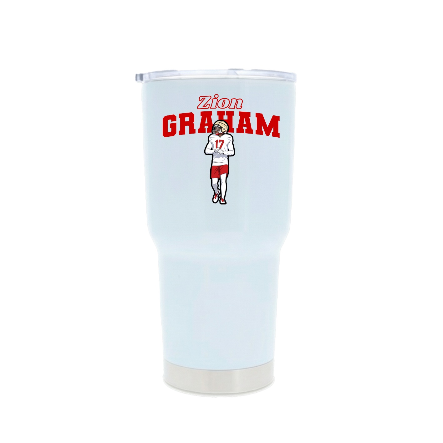 30oz Stainless Steel Tumbler — Name Arch in White
