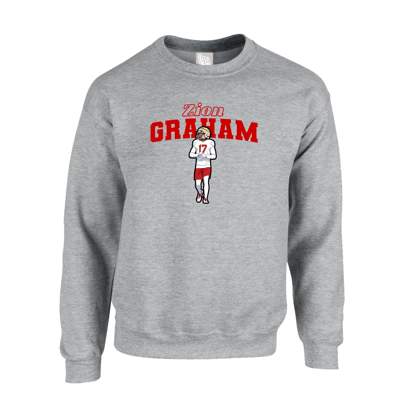 Fleece Crew — Name Arch in Grey