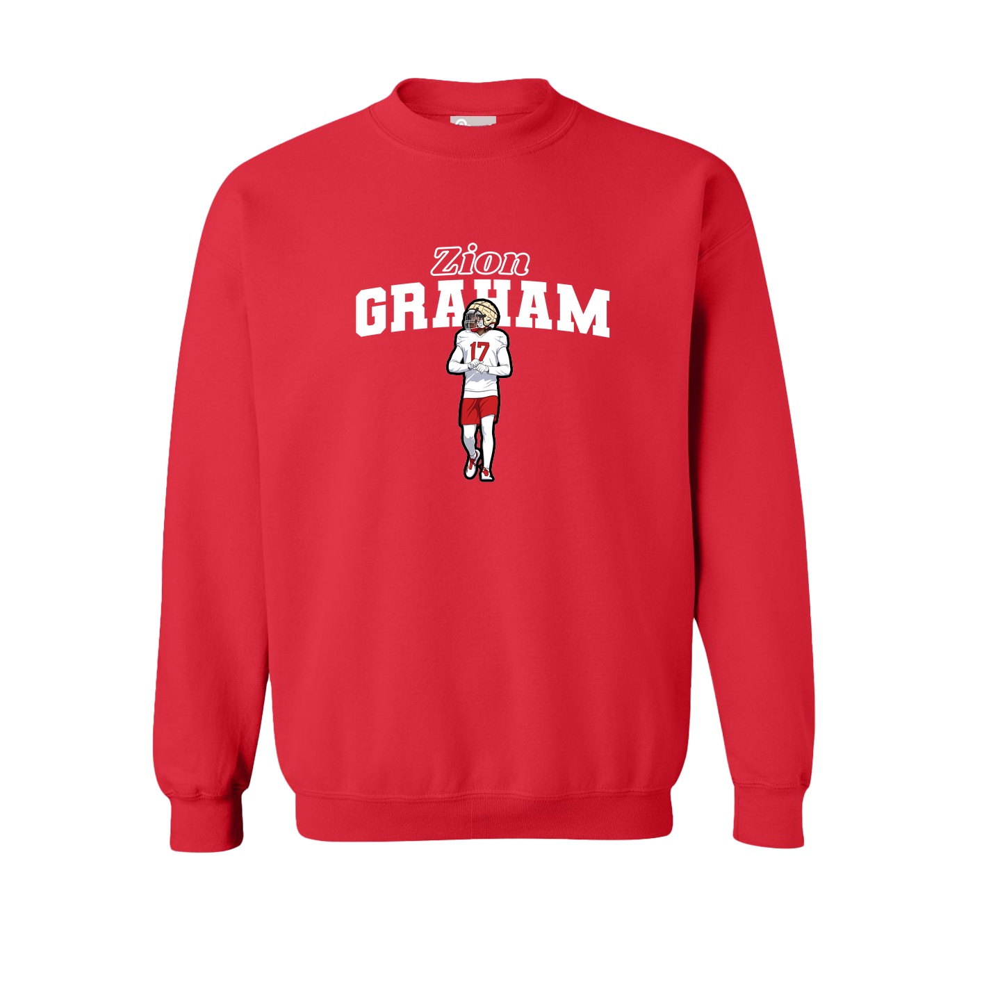 Fleece Crew — Name Arch in Red