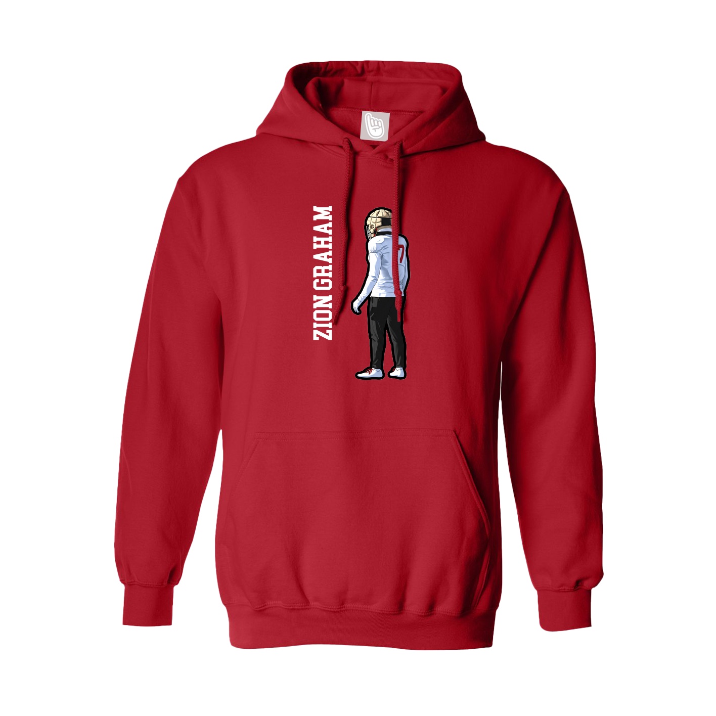 Youth Hoodie — Name Vertical in Red