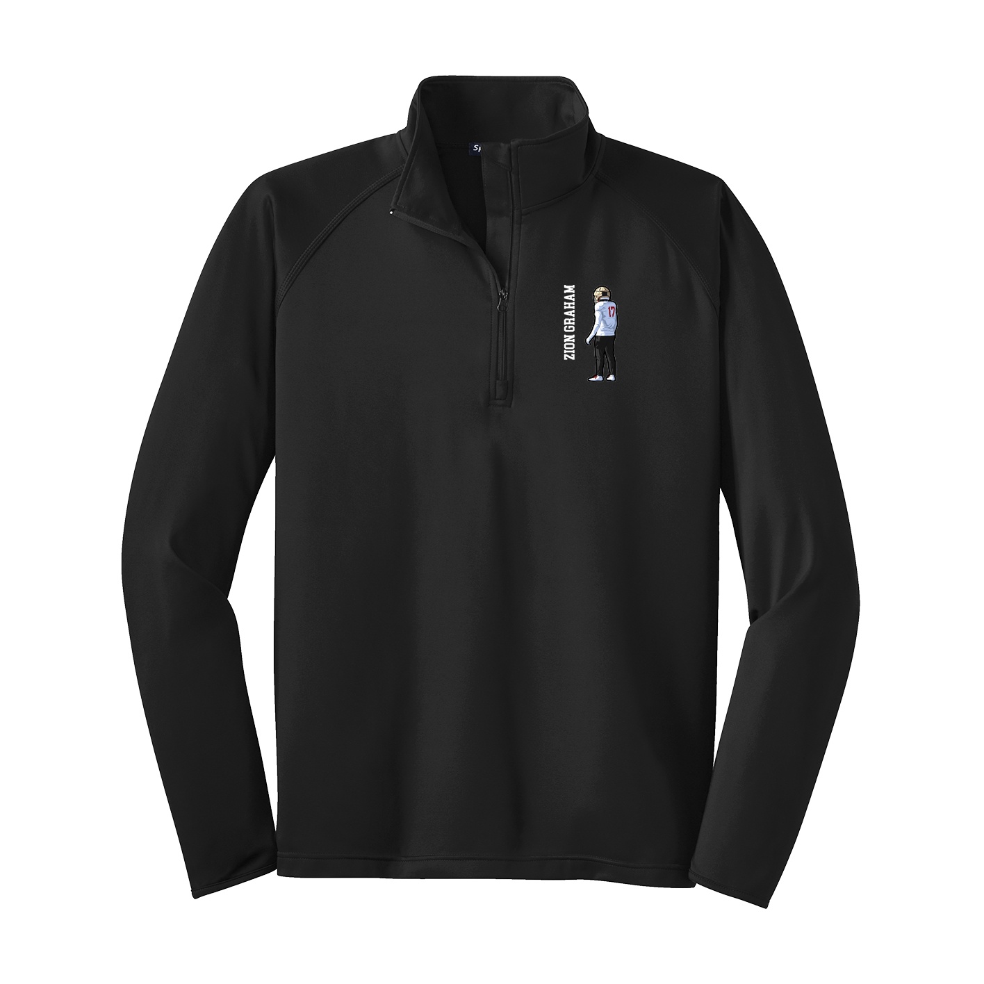 Q-Zip Pullover — Name Vertical in Black