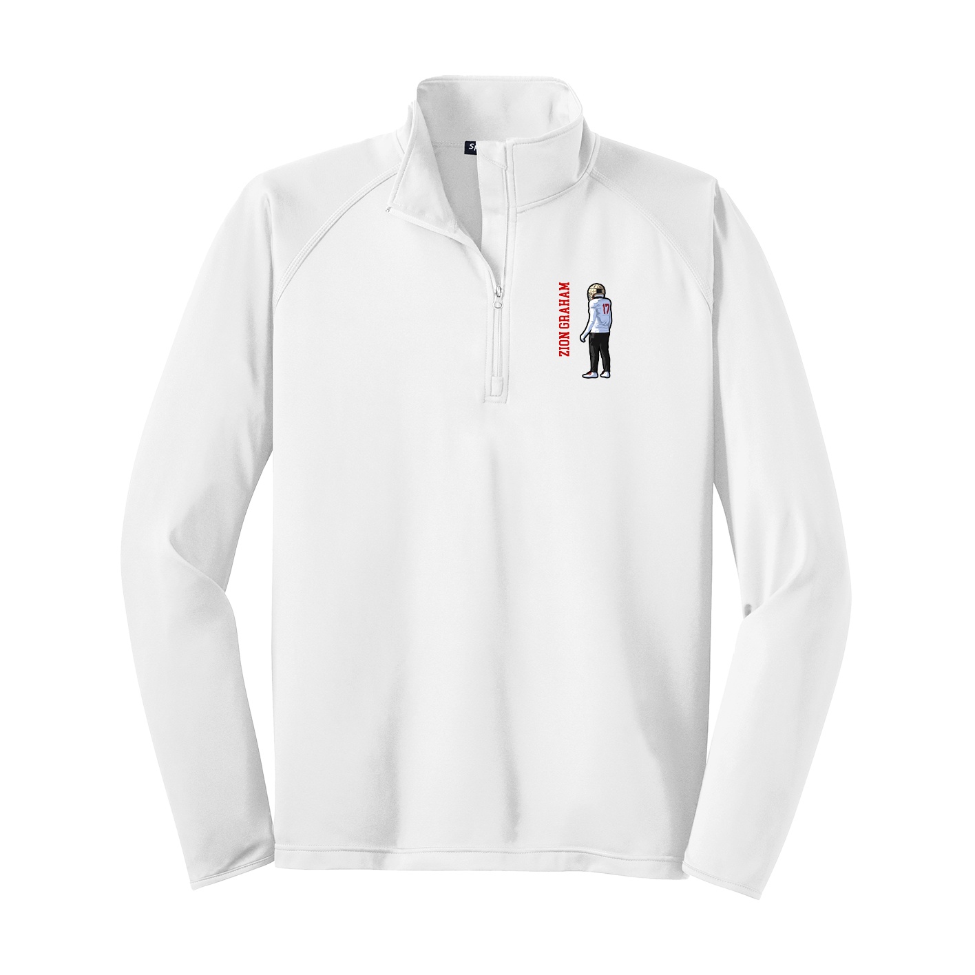 Q-Zip Pullover — Name Vertical in White