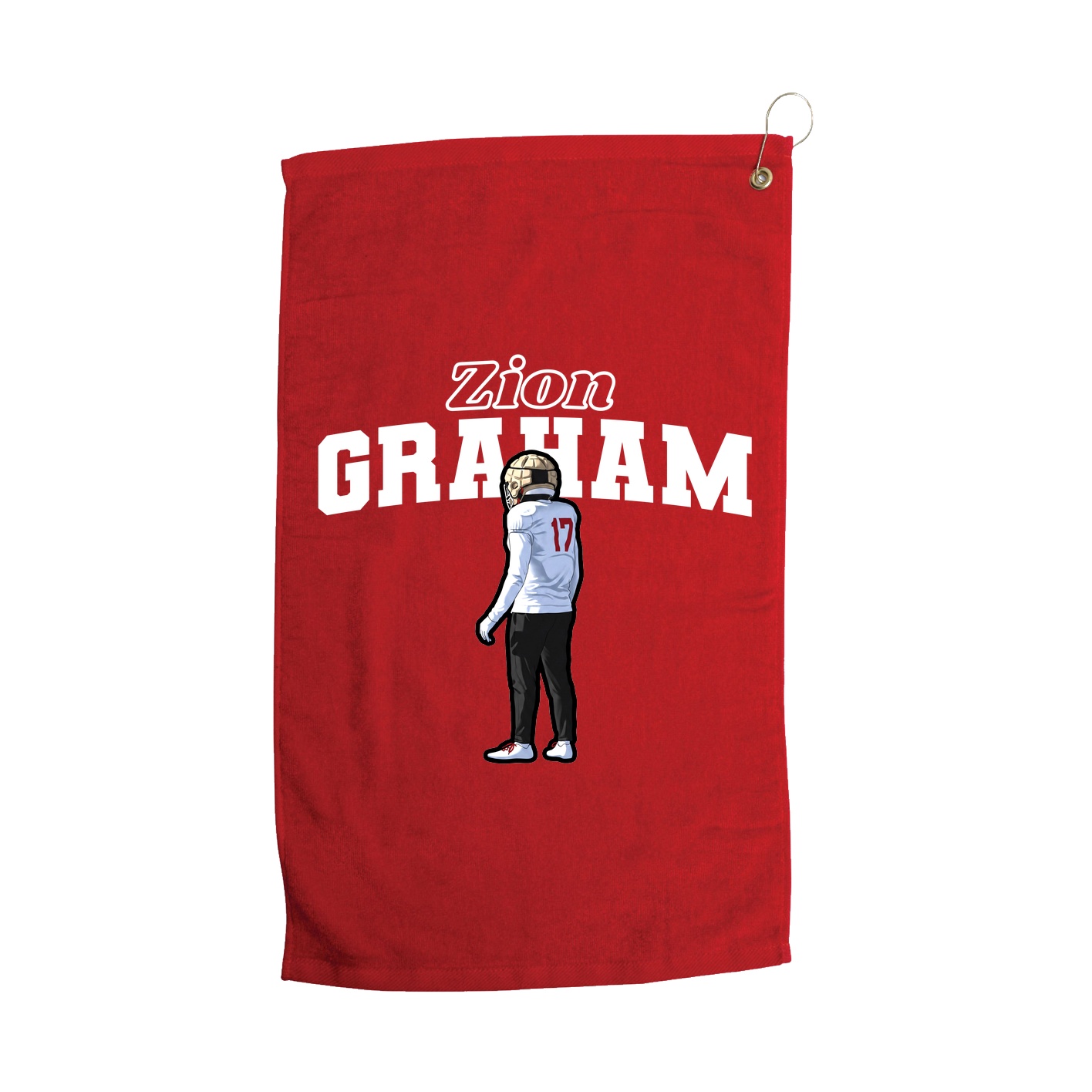 Golf Towel — Name Arch in Red
