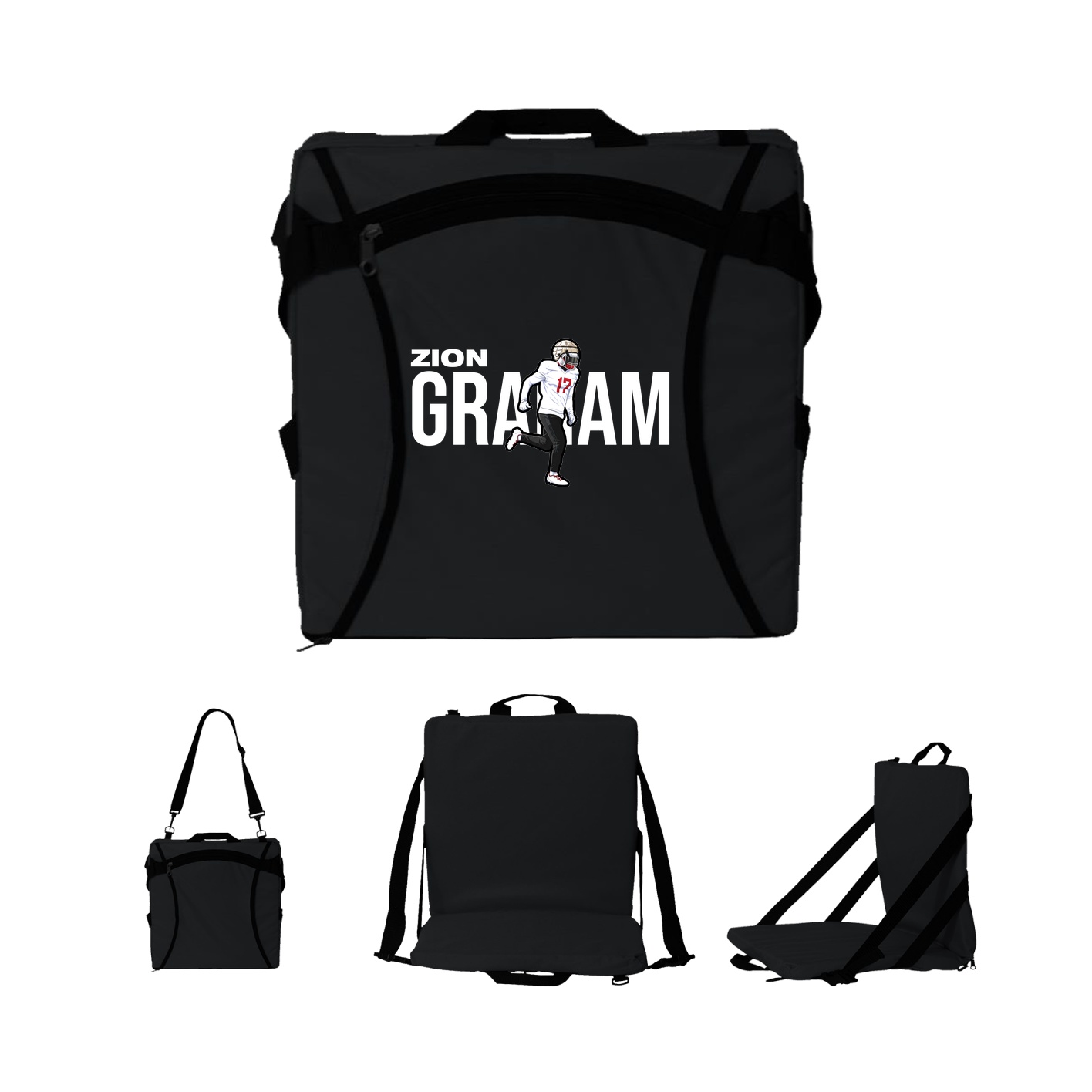 Folding Stadium Seat — Player Name in Black