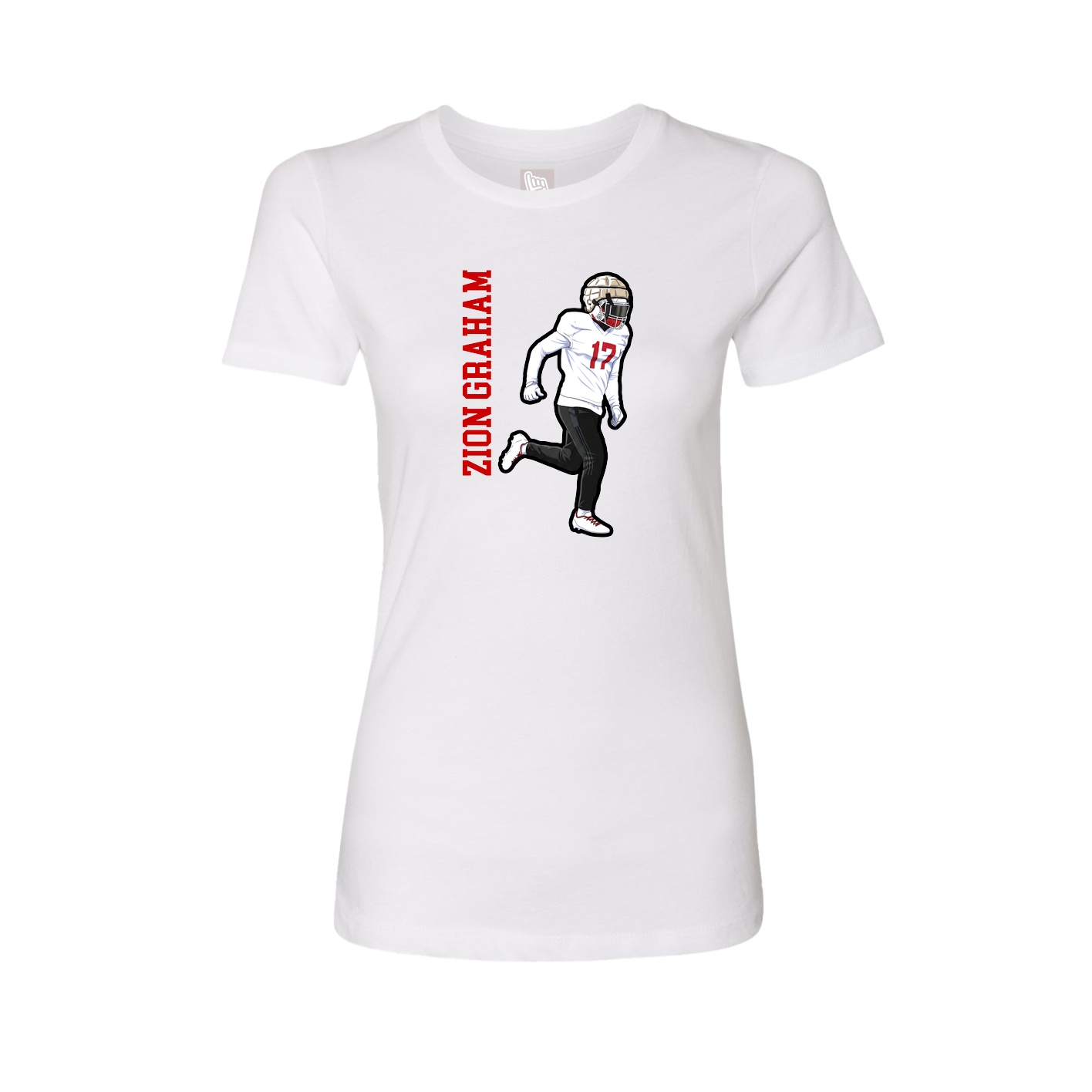 Womens Tee — Name Vertical in White