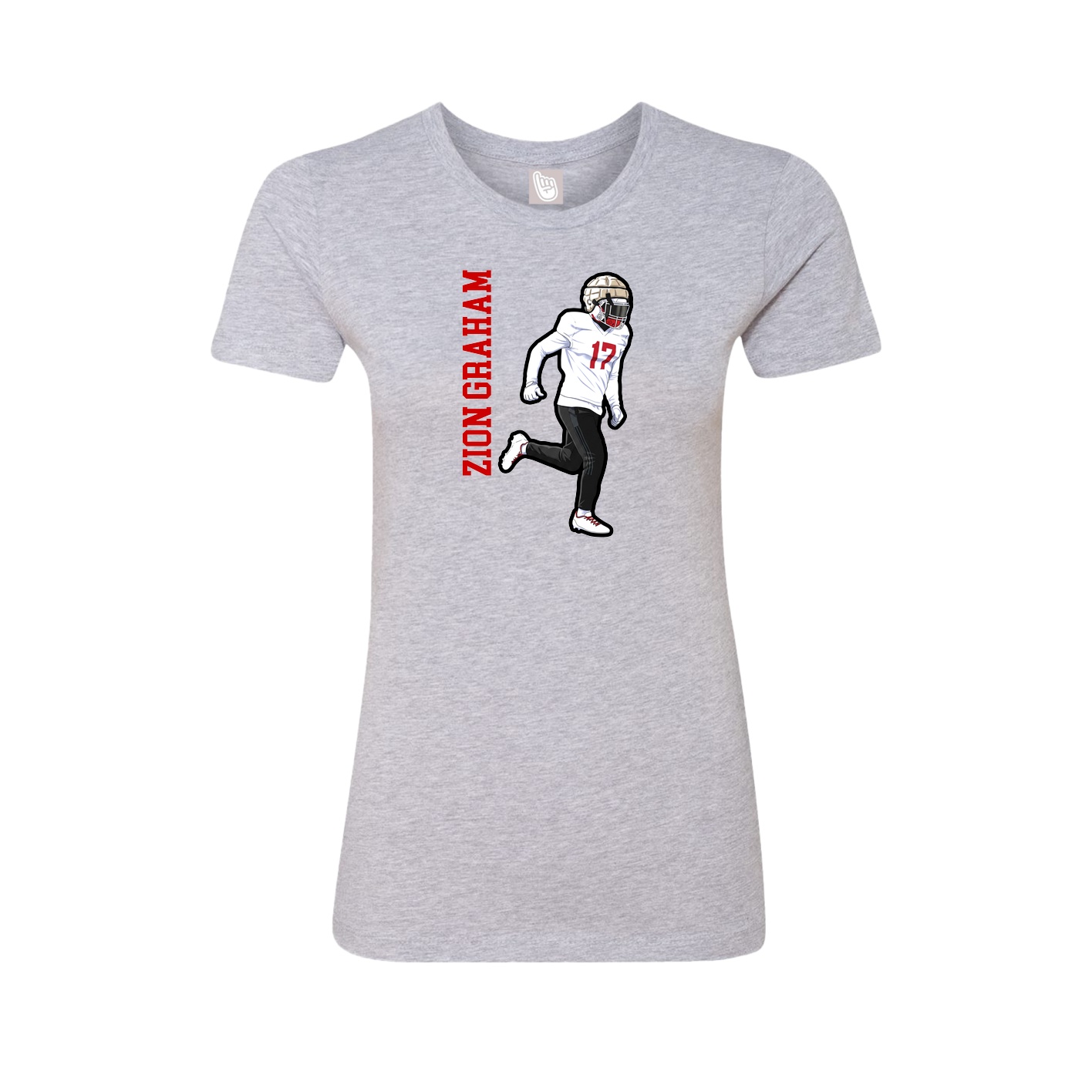 Womens Tee — Name Vertical in Grey