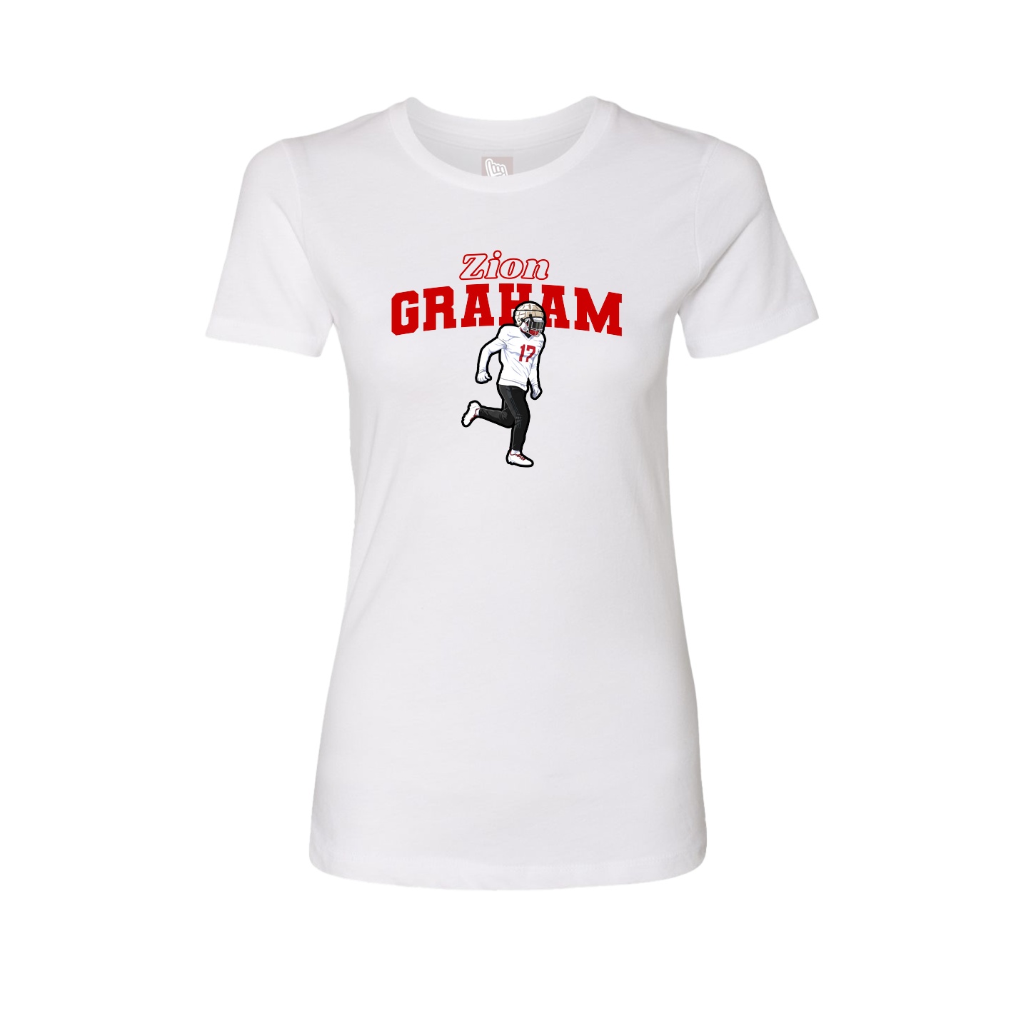 Womens Tee — Name Arch in White