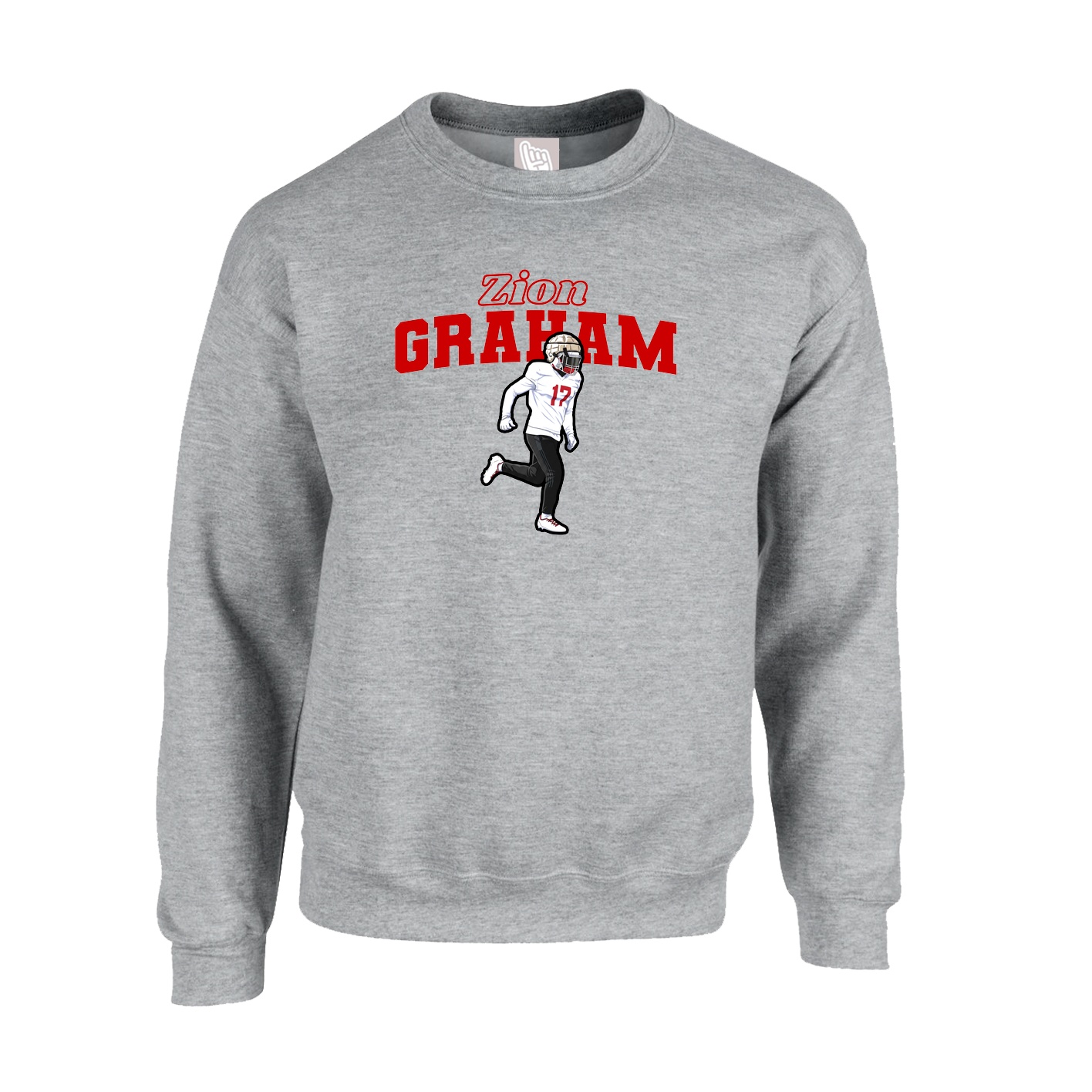 Fleece Crew — Name Arch in Grey