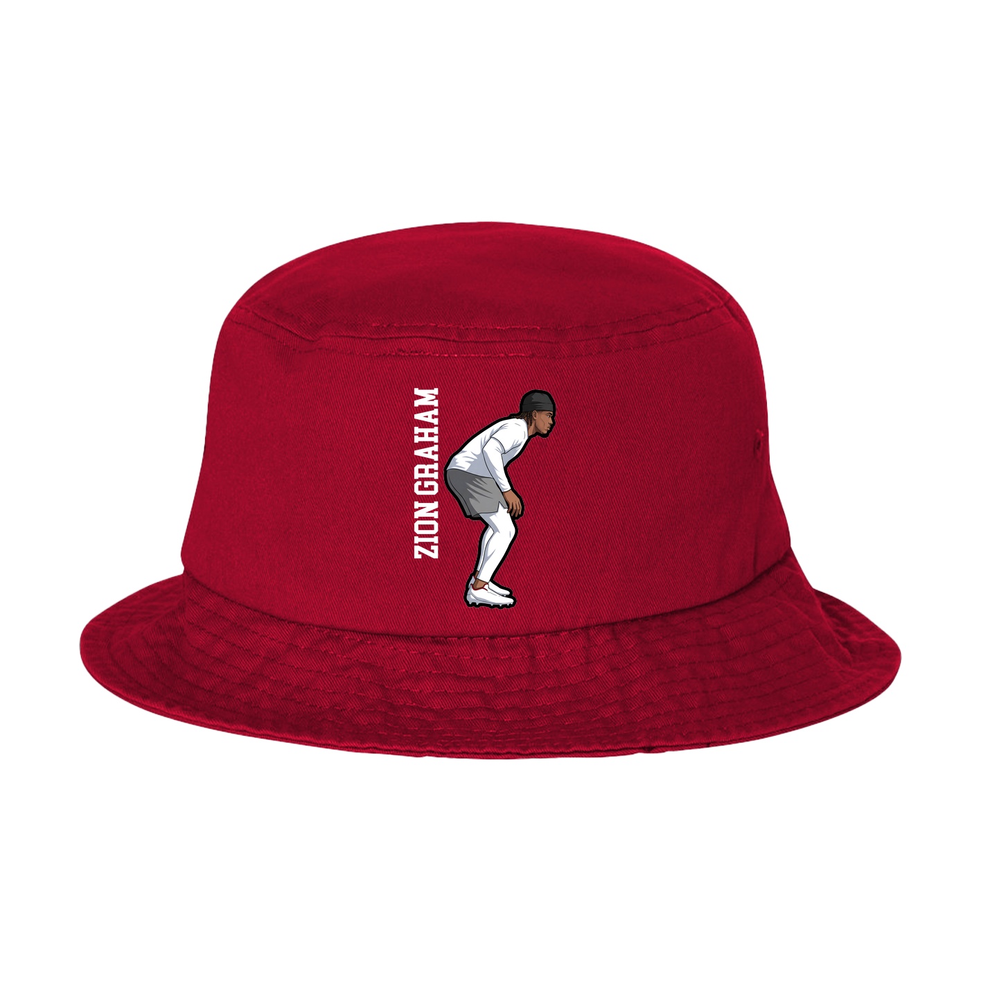 Bucket Cap — Name Vertical in Red