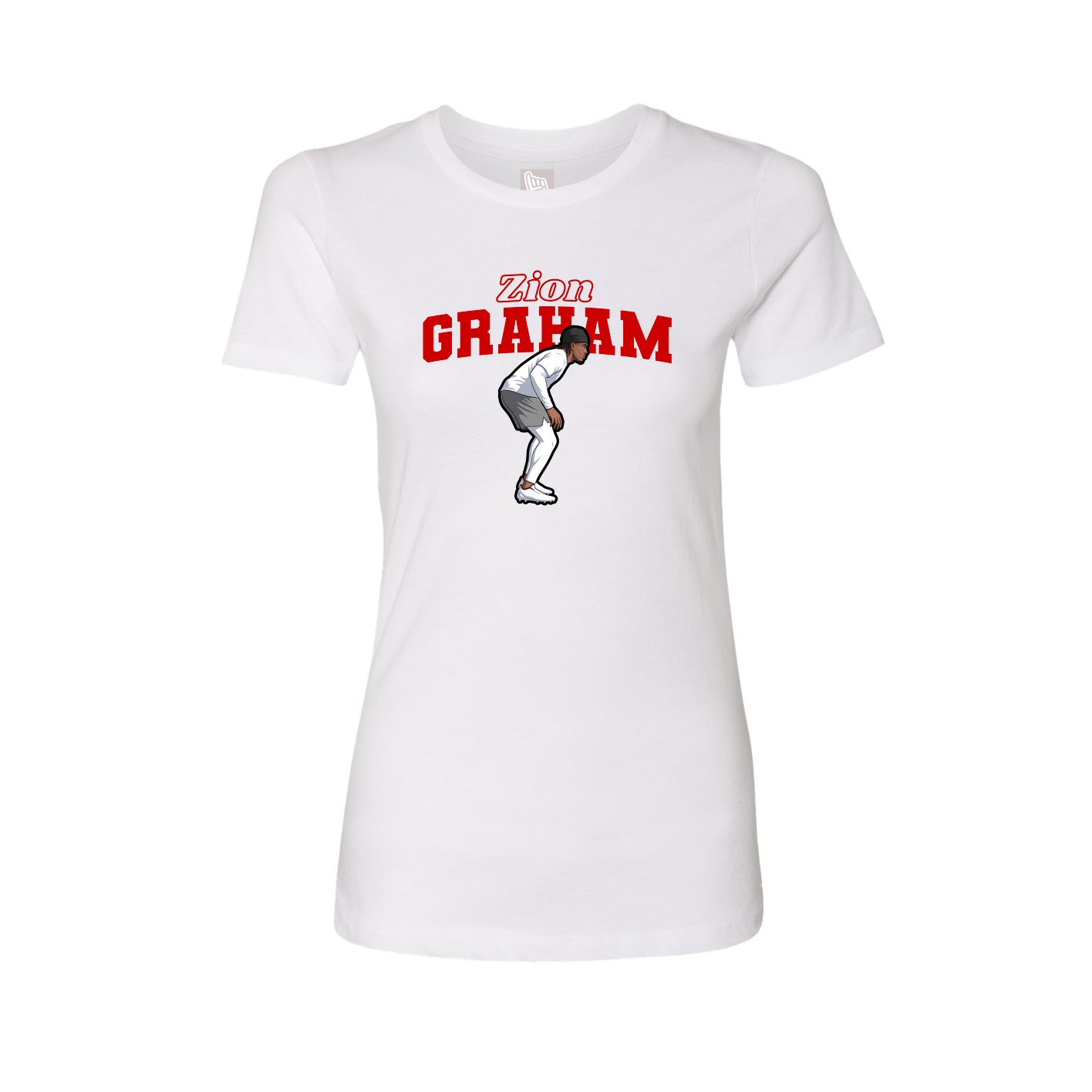 Womens Tee — Name Arch in White