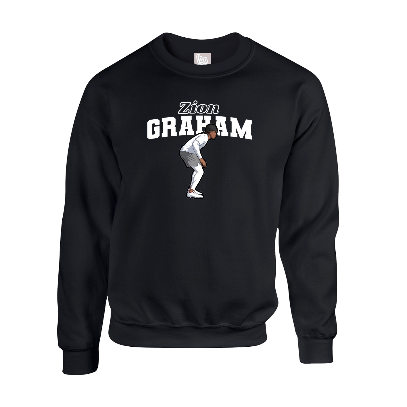 Fleece Crew — Name Arch in Black