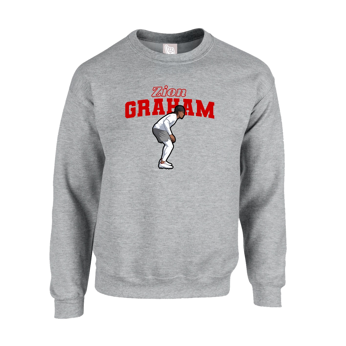 Fleece Crew — Name Arch in Grey