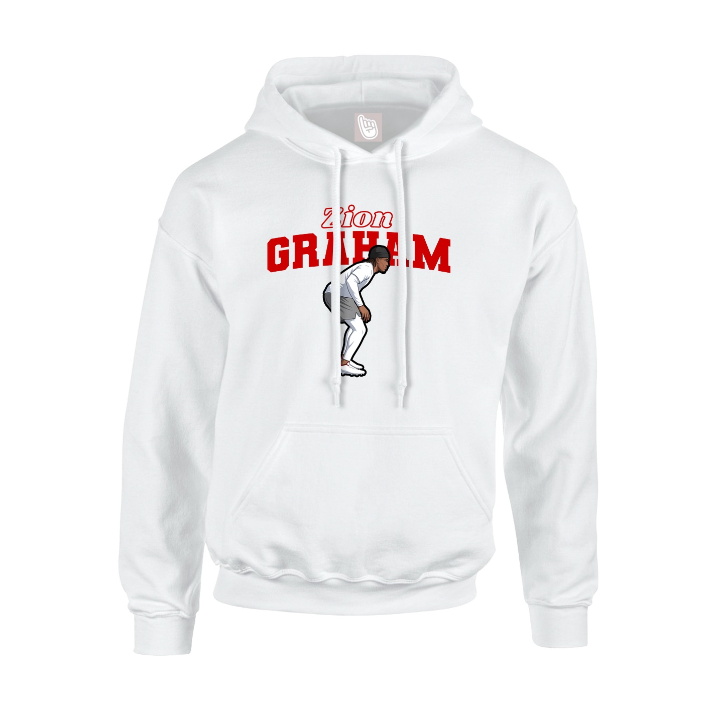 Youth Hoodie — Name Arch in White