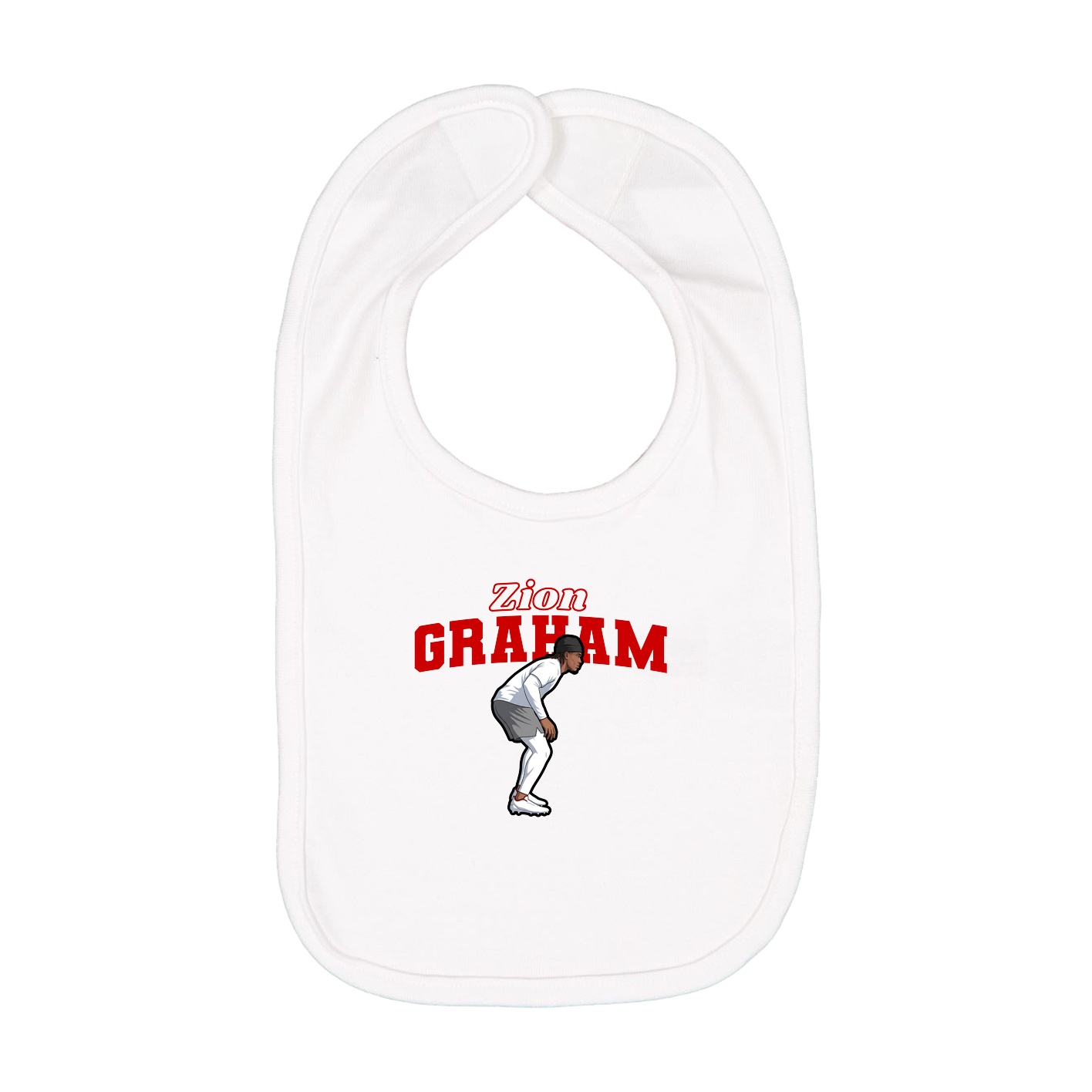 Infant Bib — Name Arch in White