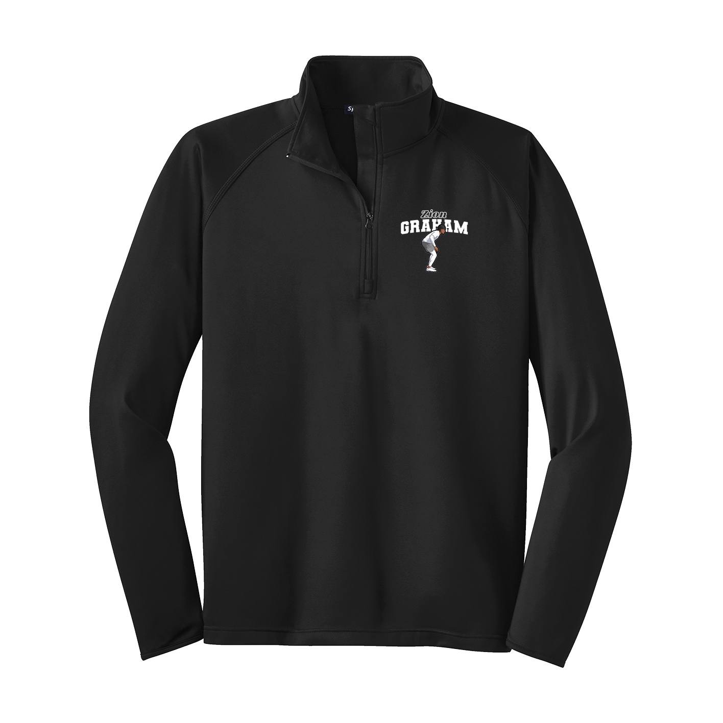Q-Zip Pullover — Name Arch in Black