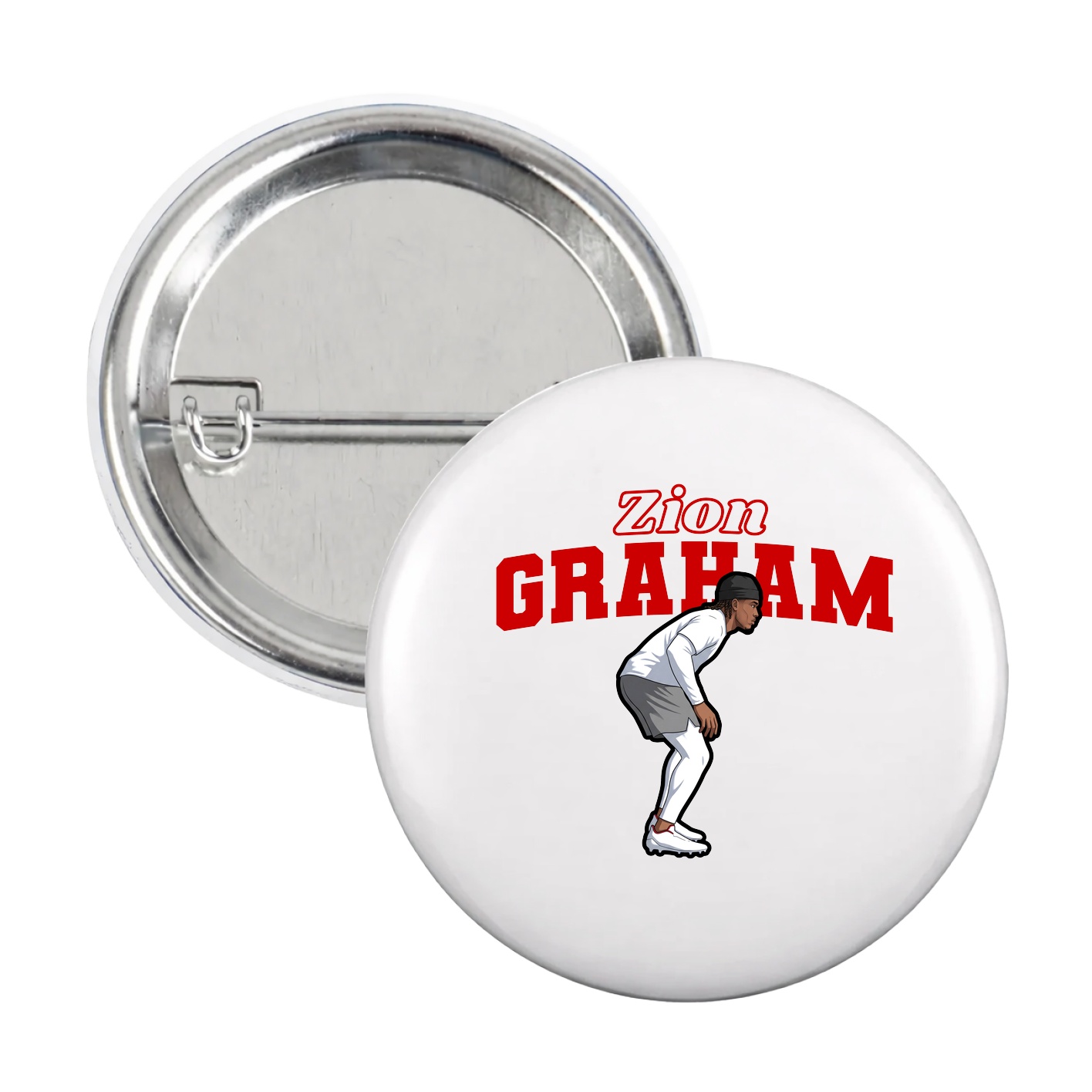 Game Day Button — Name Arch in White