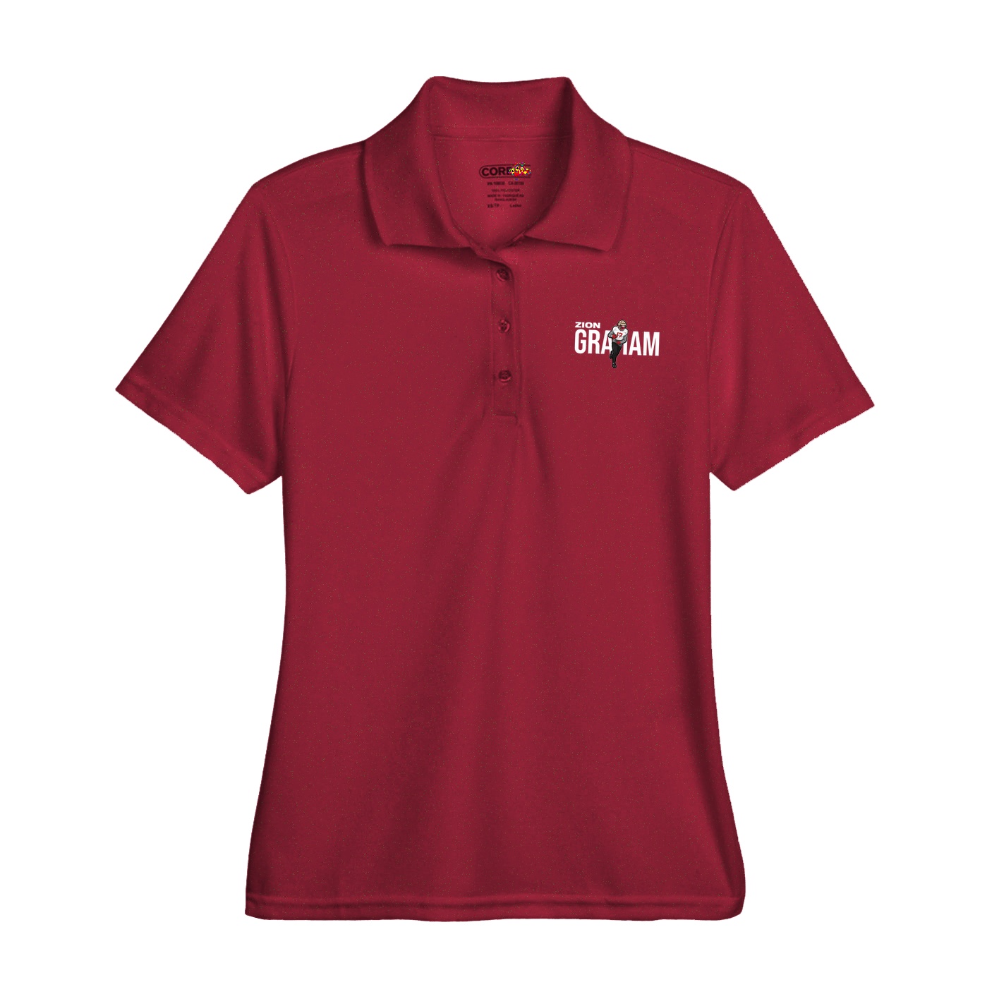 Womens Performance Polo — Player Name in Red