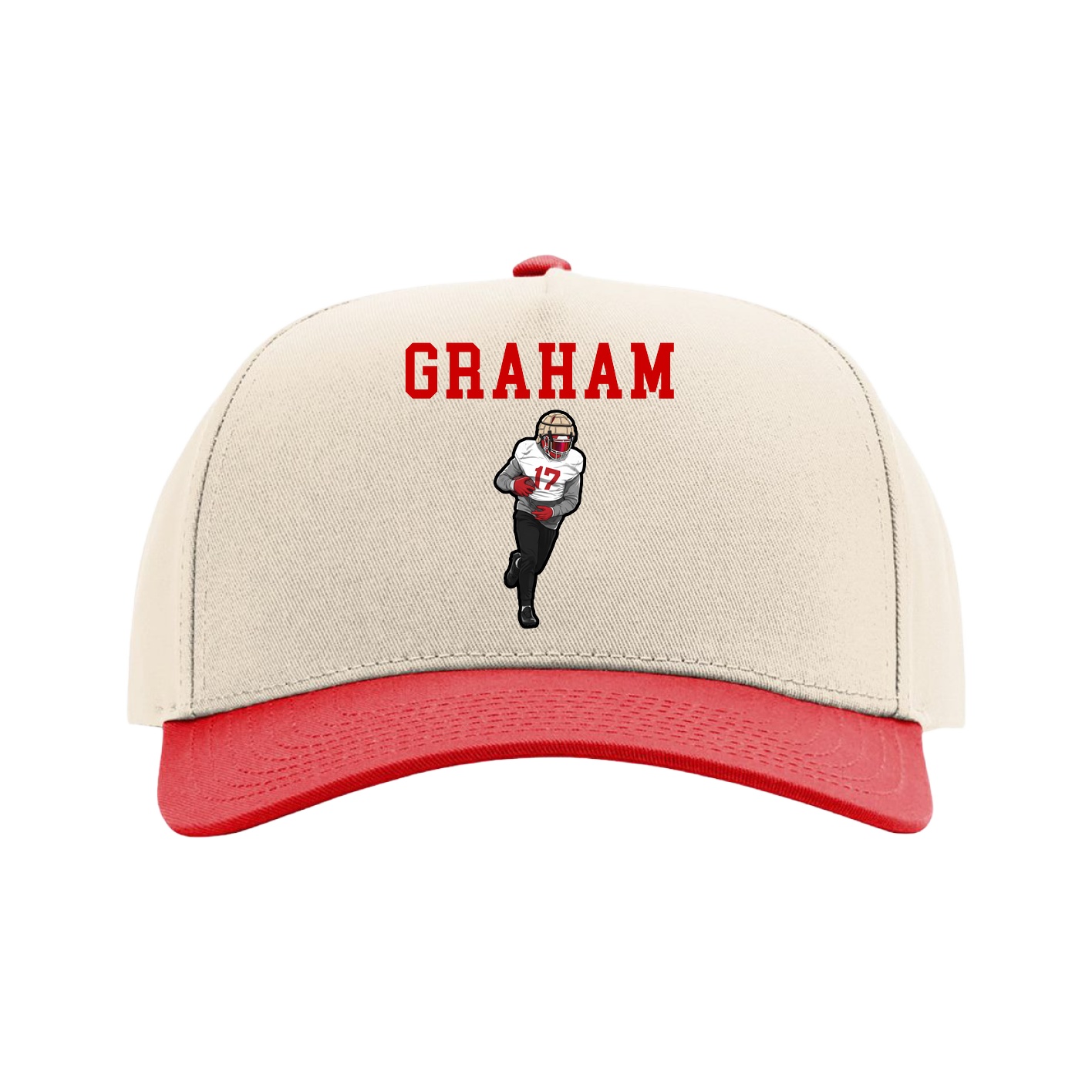 Full Fabric Five-Panel Champ Cap — Shirsey in Cream/Red
