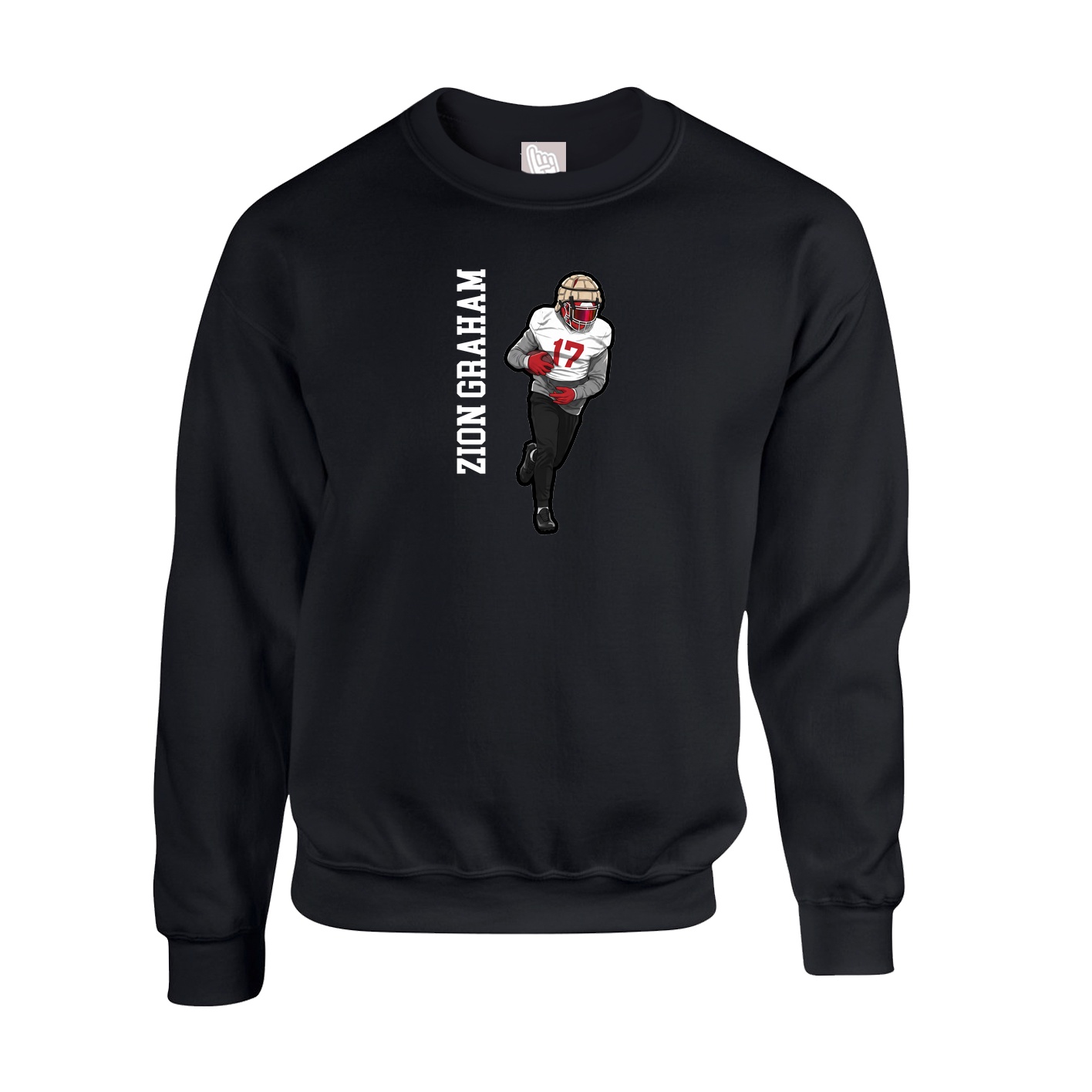 Fleece Crew — Name Vertical in Black